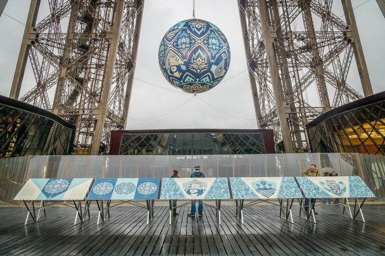 PARIS // COP21: SHEPARD REVEALS EARTH CRISIS GLOBE, LOCATED IN THE CENTER OF THE EIFFEL TOWER