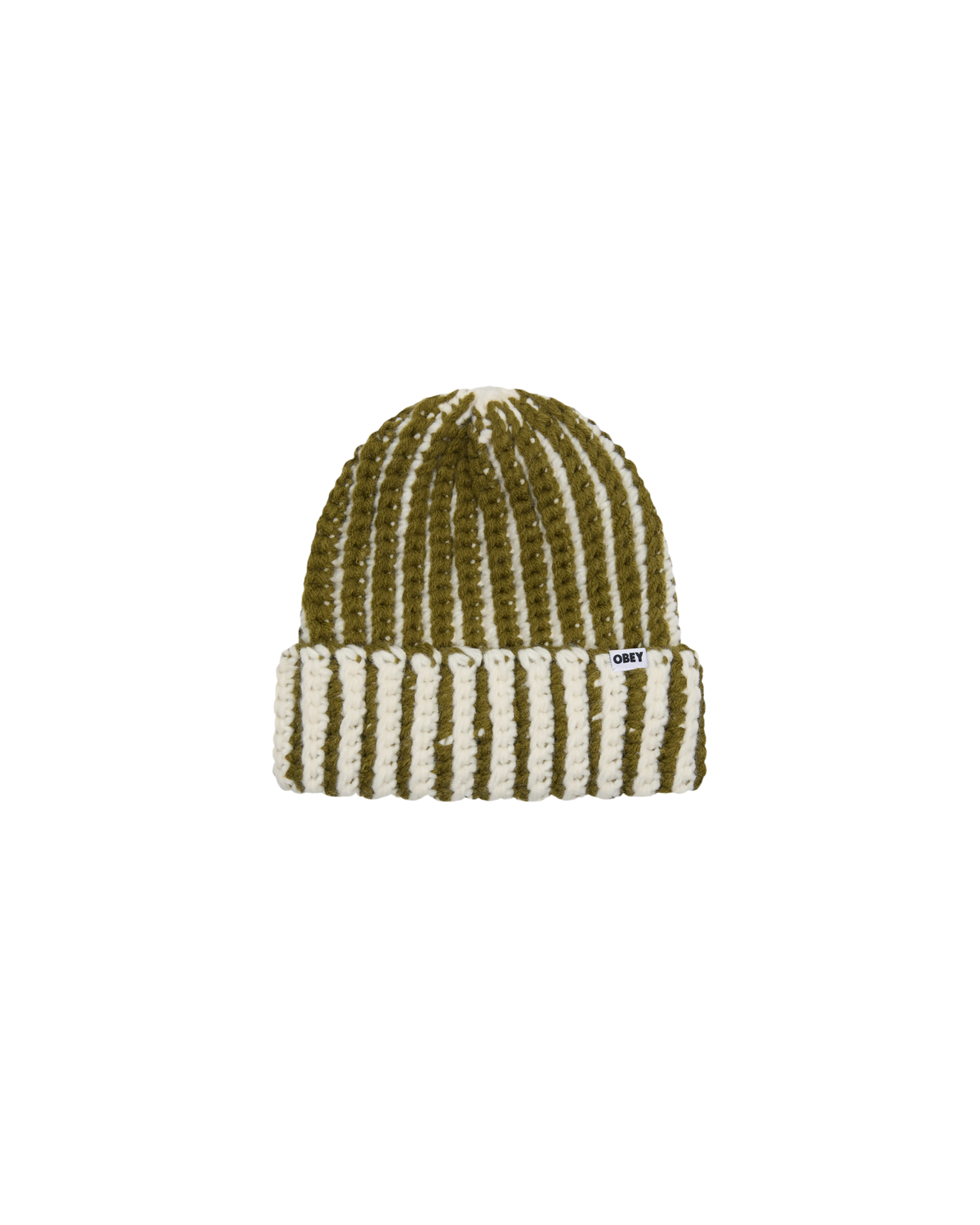 OBEY SCOUT CHUNKY BEANIE - MOSS GREEN MULTI