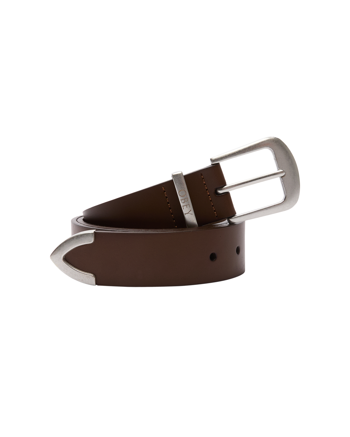 OBEY LEATHER BELT - BROWN