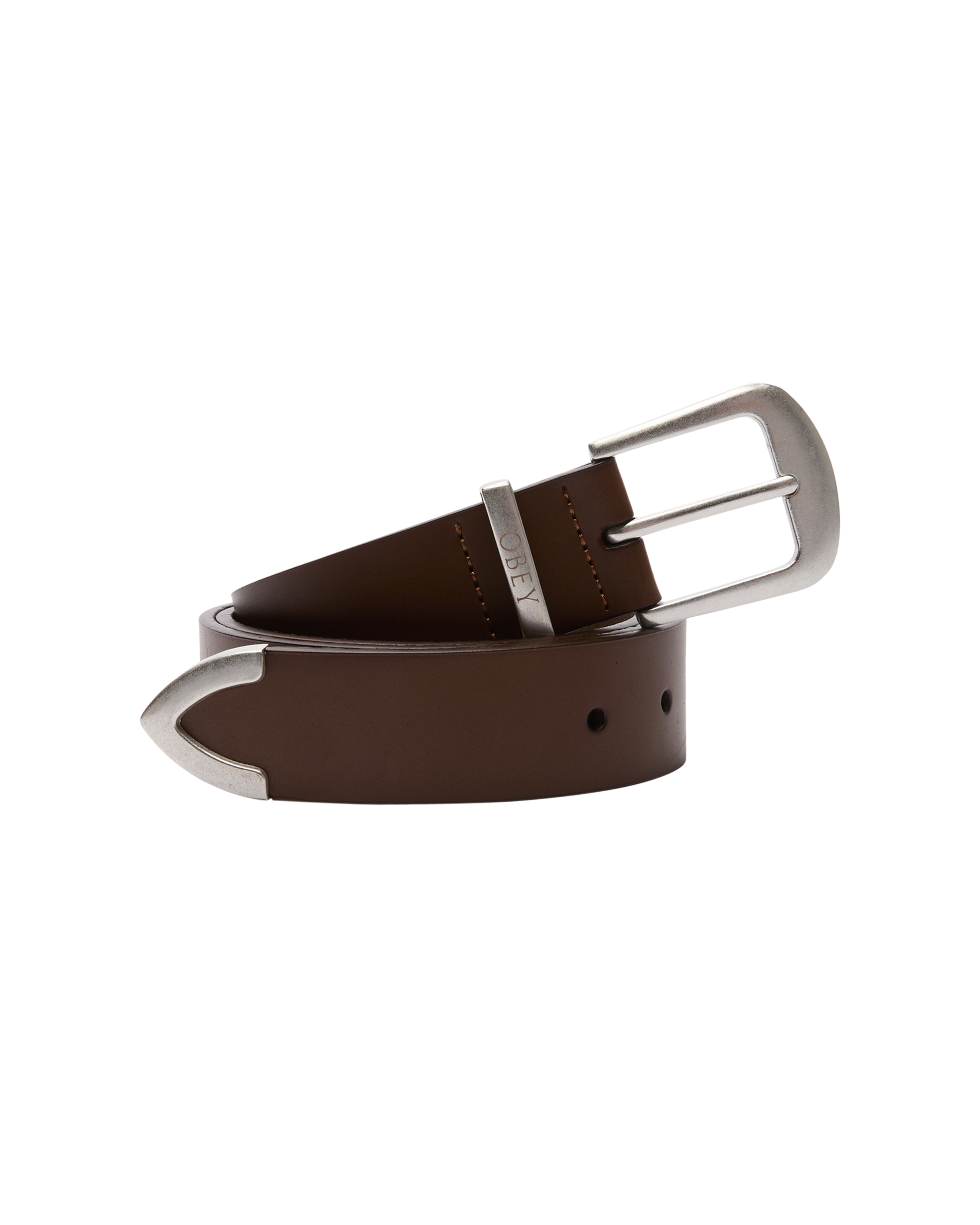 OBEY LEATHER BELT - BROWN