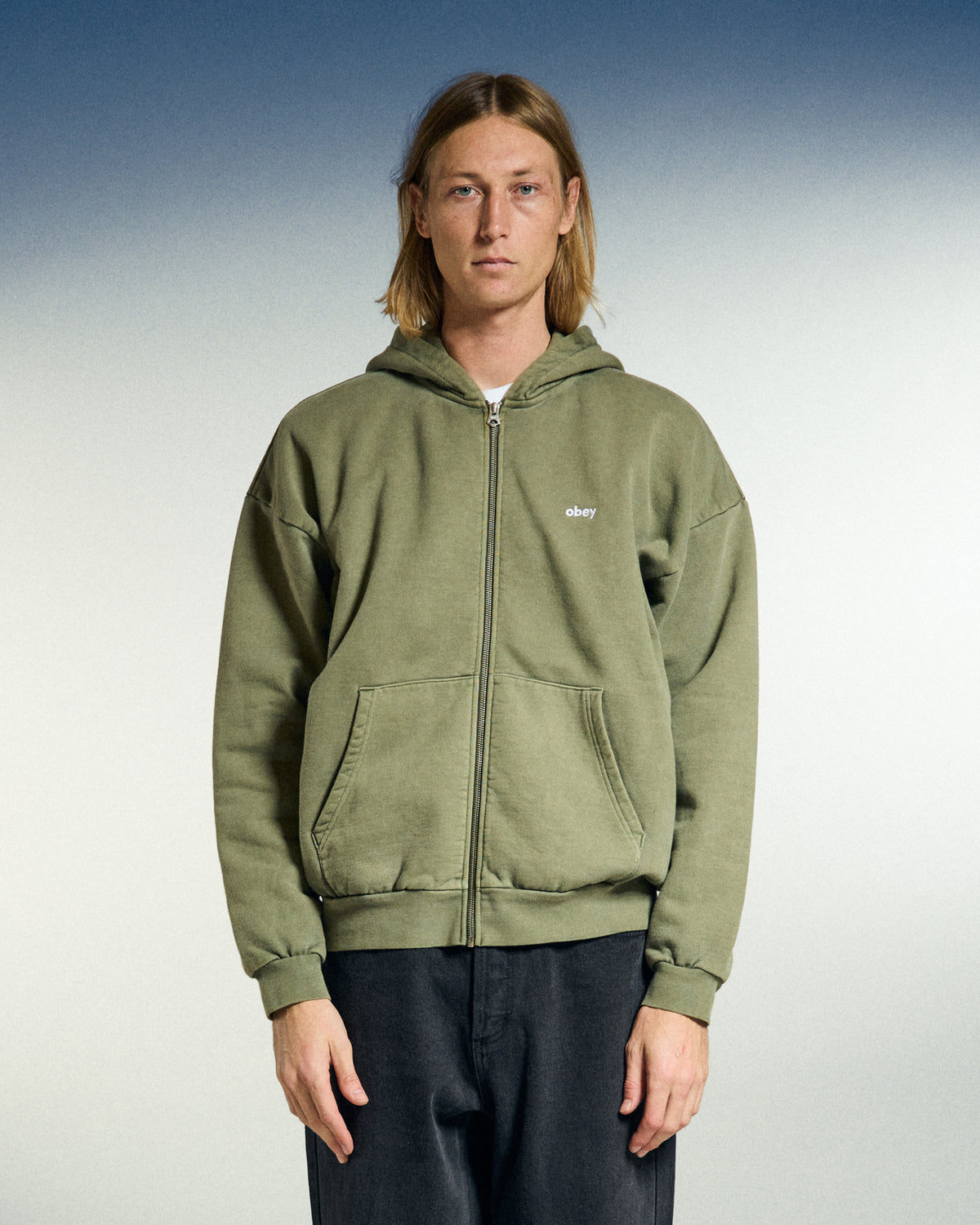 LOWERCASE PIGMENT ZIP HOOD - PIGMENT DEEP LICHEN GREEN