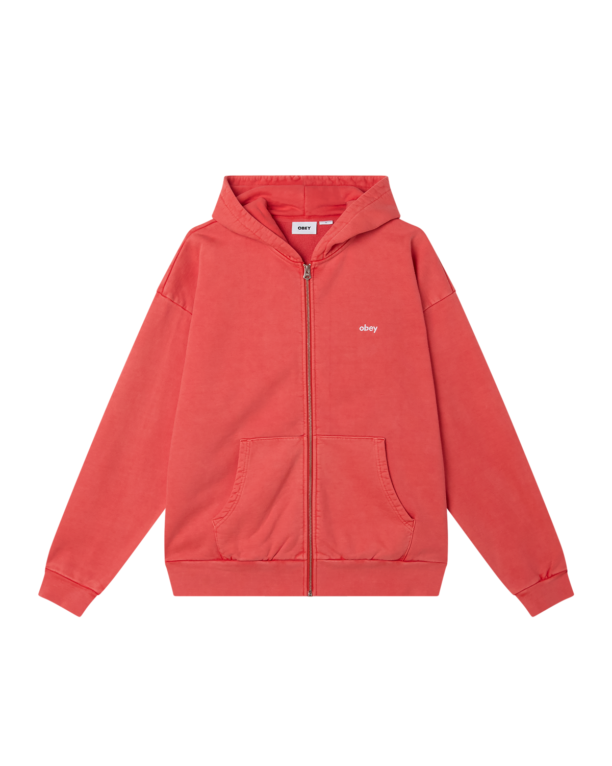 LOWERCASE PIGMENT ZIP HOOD - PIGMENT FIERY RED