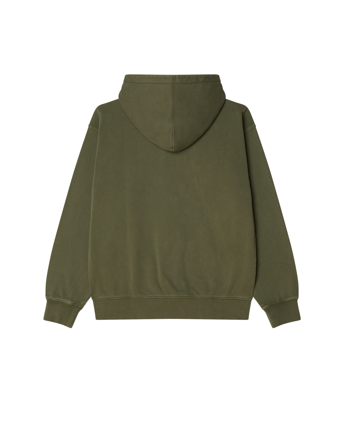 HYBRID FADED ZIP HOOD - DEEP LICHEN GREEN FADED WASH