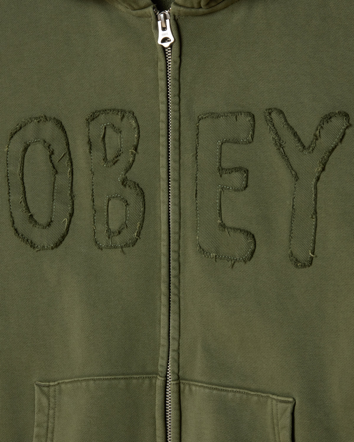 HYBRID FADED ZIP HOOD - DEEP LICHEN GREEN FADED WASH