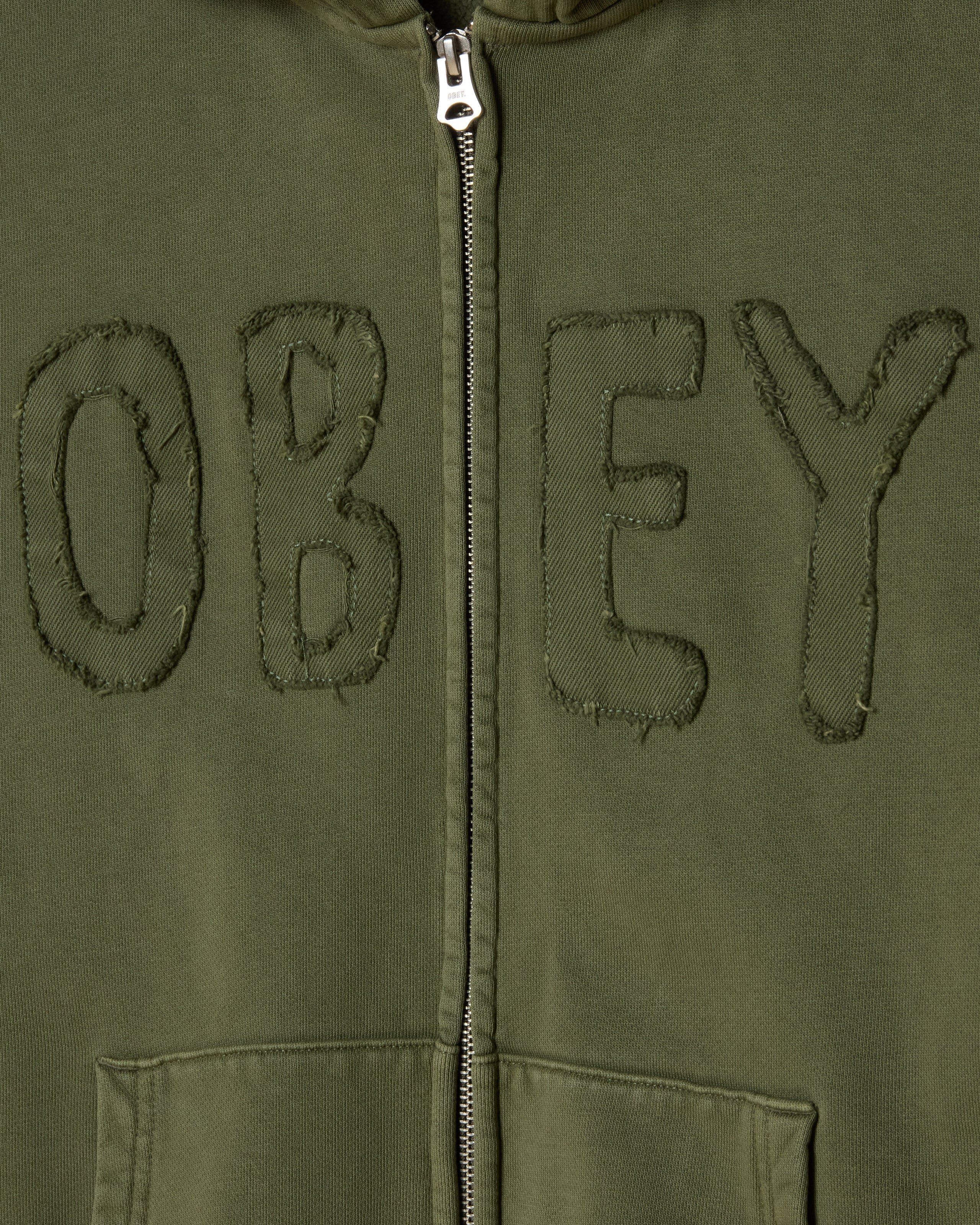 HYBRID FADED ZIP HOOD - DEEP LICHEN GREEN FADED WASH