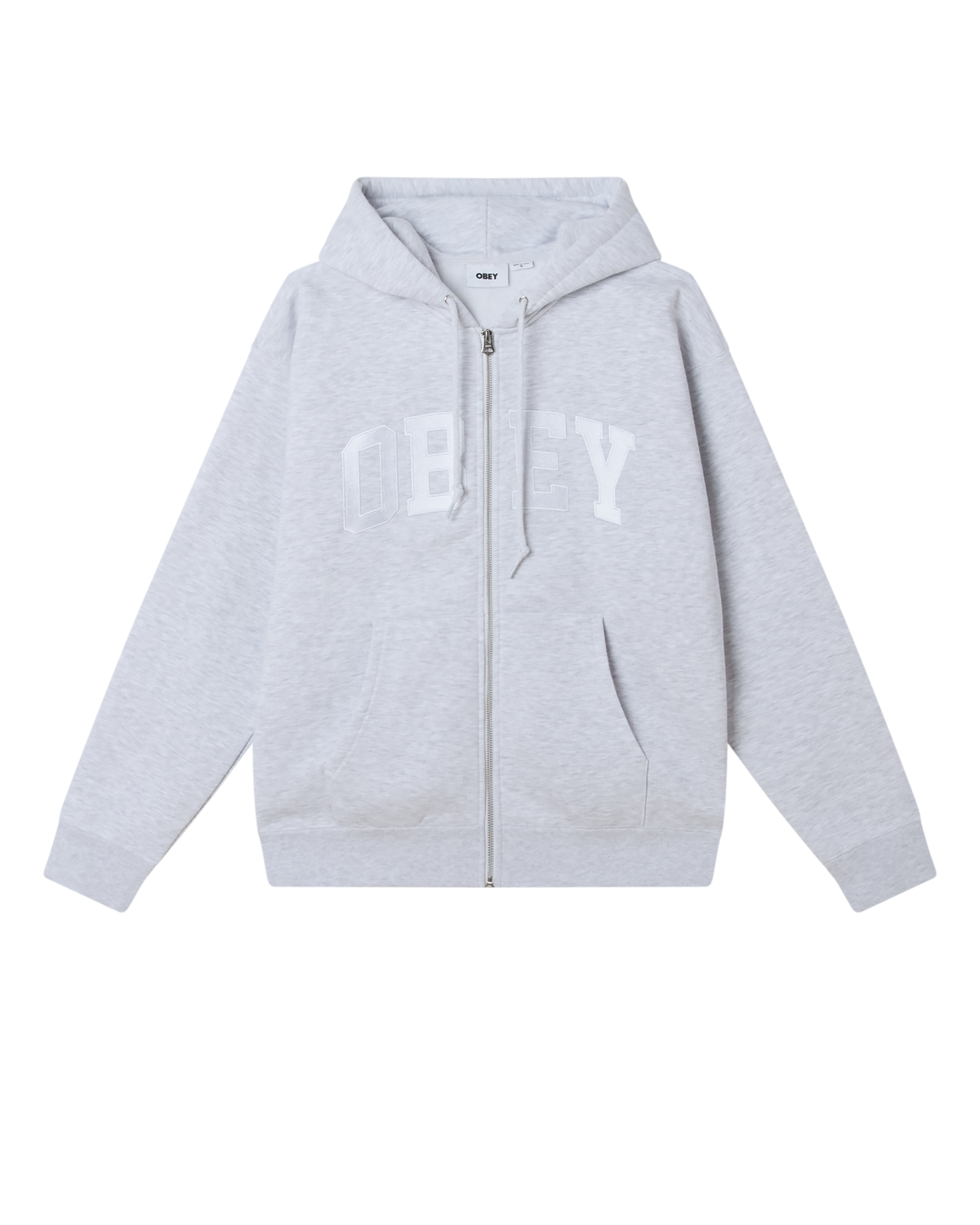OBEY COLLEGIATE ZIP HOOD - ASH GREY