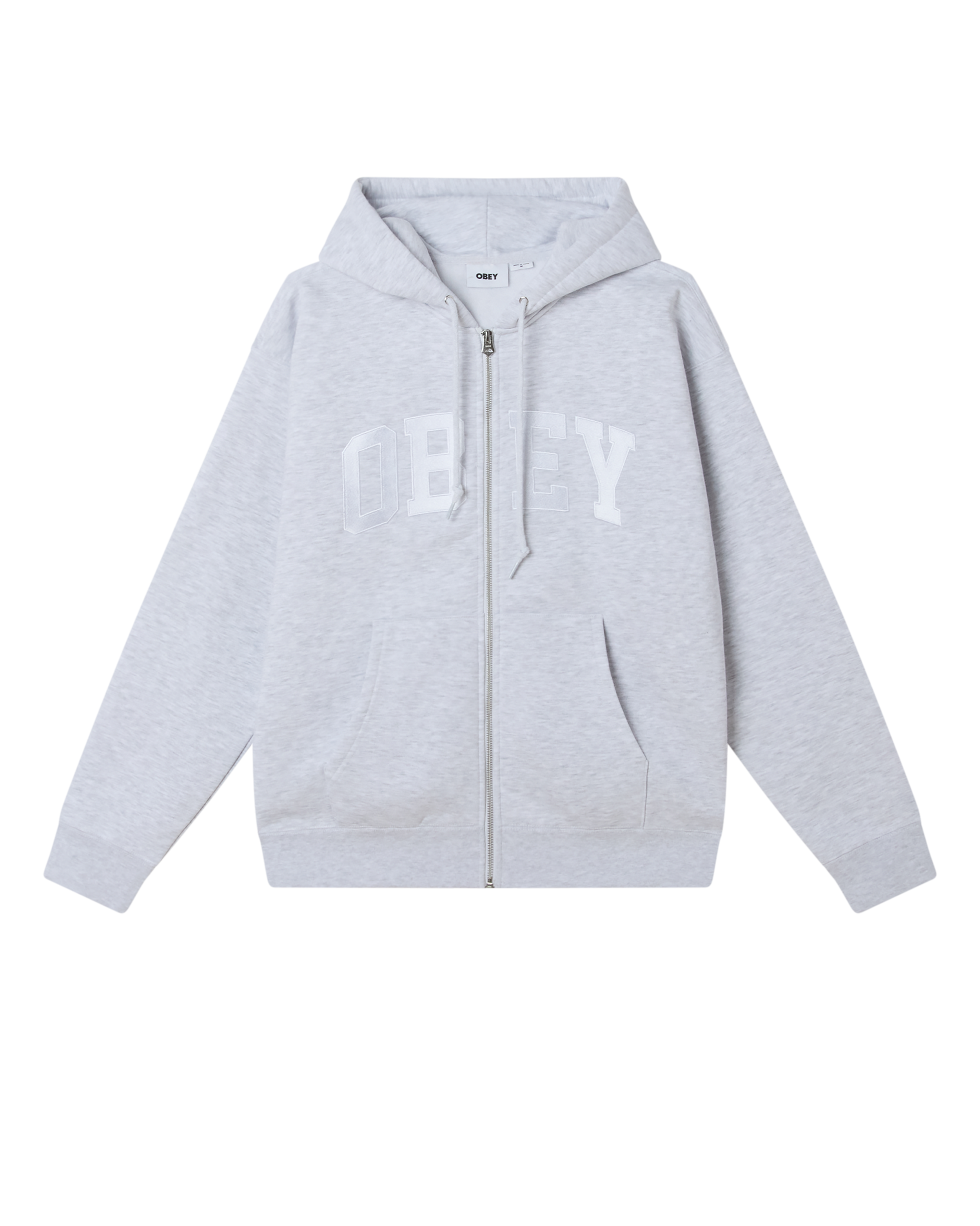 OBEY COLLEGIATE ZIP HOOD - ASH GREY