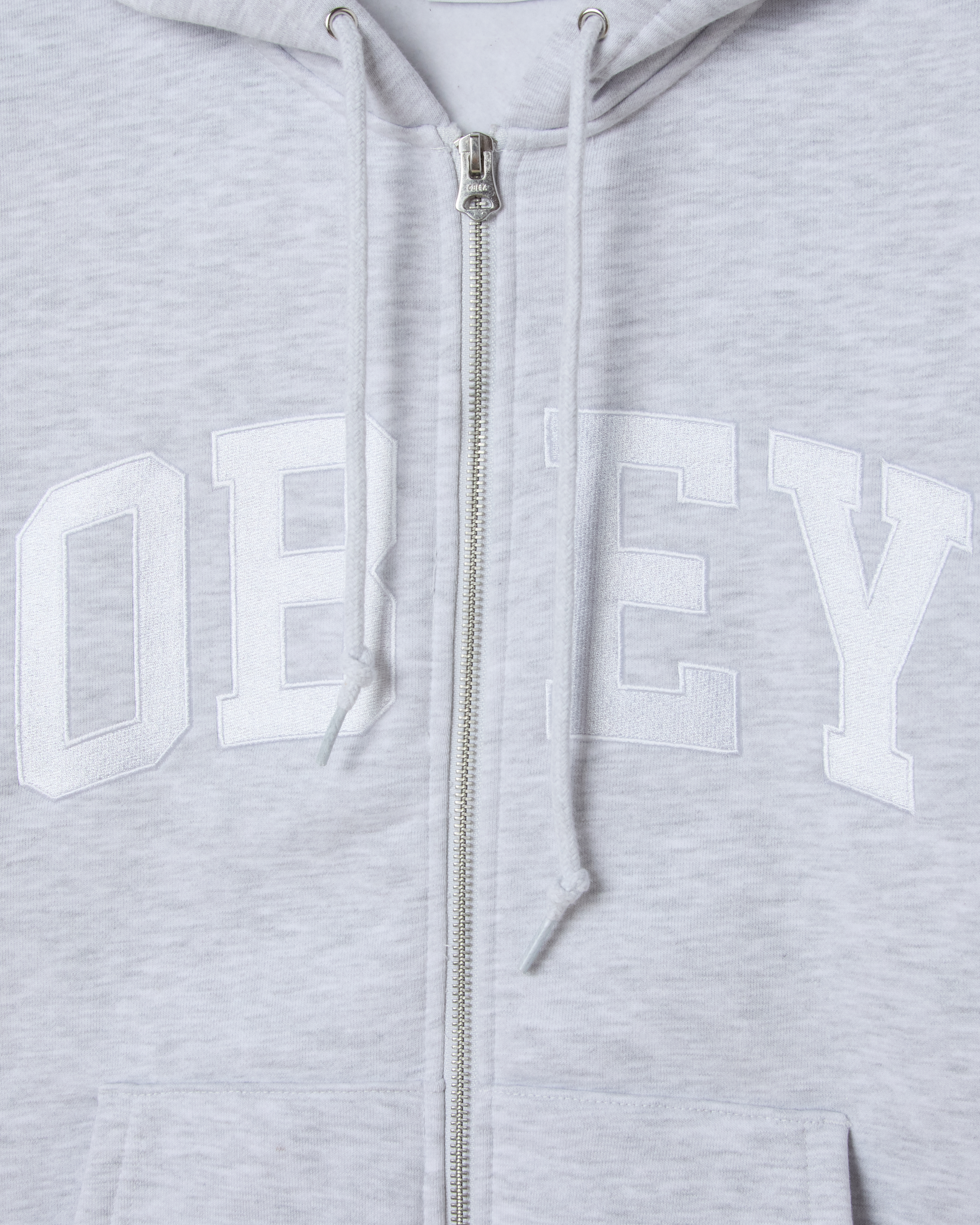 OBEY COLLEGIATE ZIP HOOD - ASH GREY