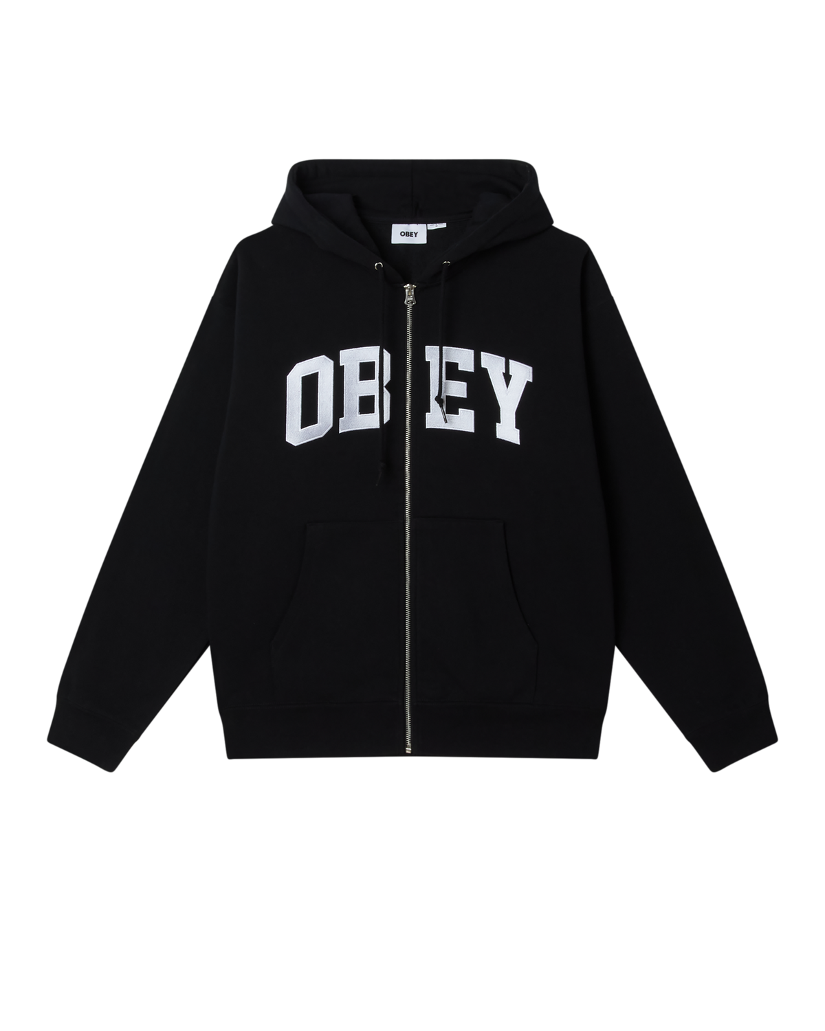 OBEY COLLEGIATE ZIP HOOD - BLACK
