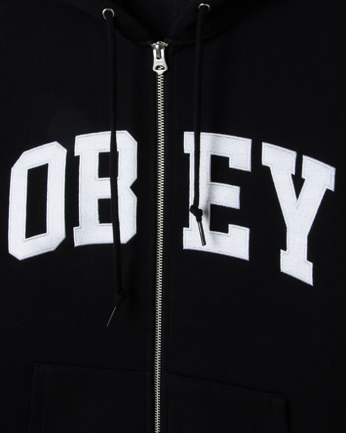 OBEY COLLEGIATE ZIP HOOD - BLACK