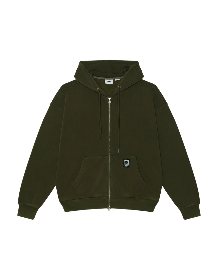 POST ZIP HOOD - DUSTY BLACK OLIVE