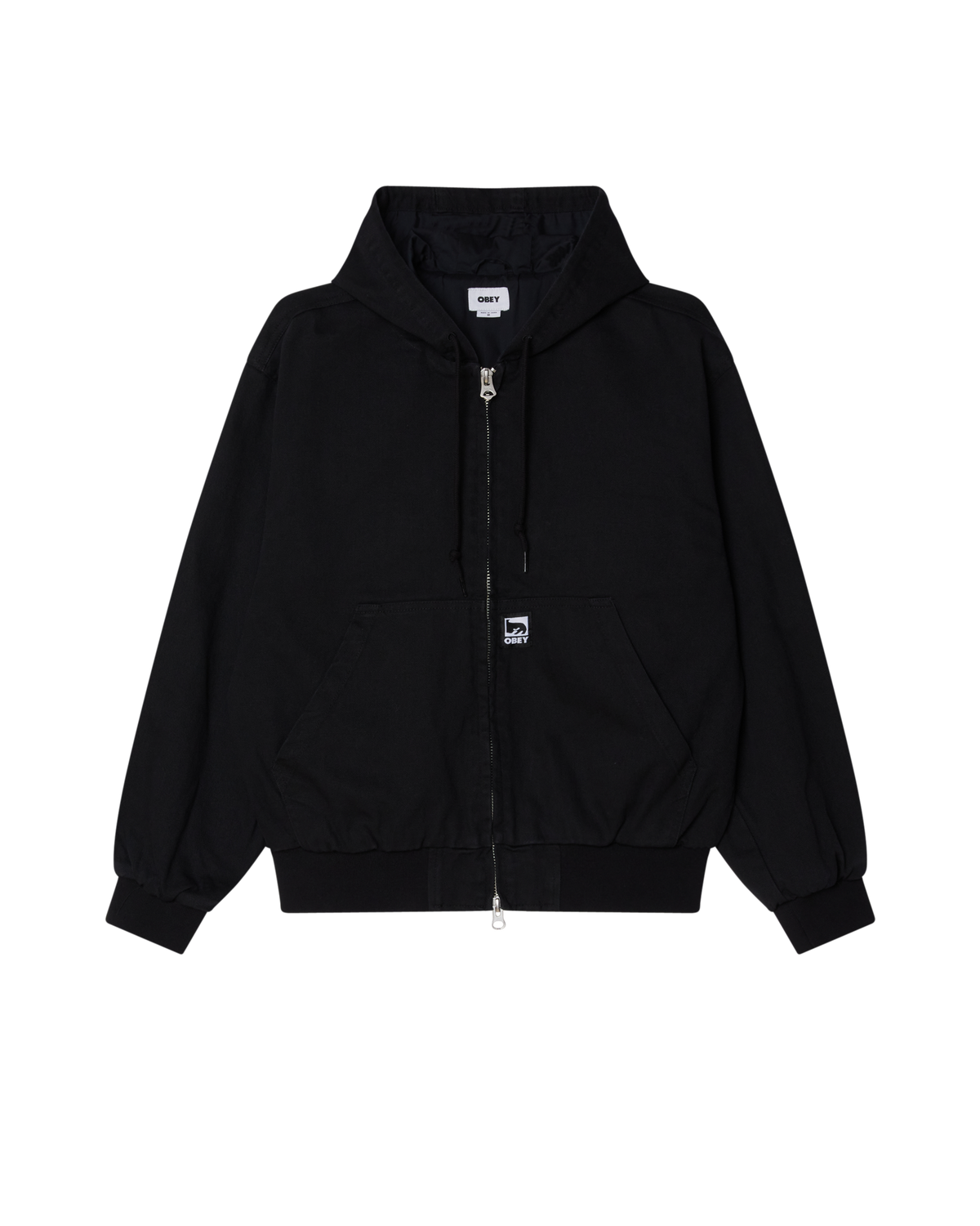 OBEY GLEN ZIP UP JACKET - BLACK FADED WASH