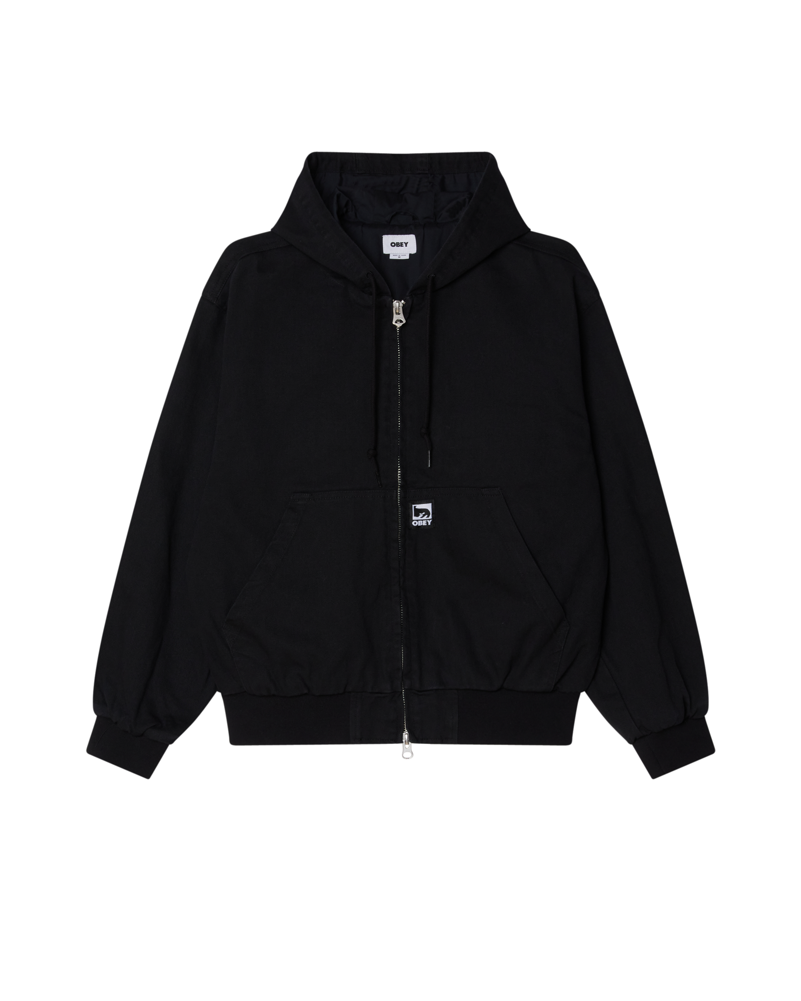OBEY GLEN ZIP UP JACKET - BLACK FADED WASH