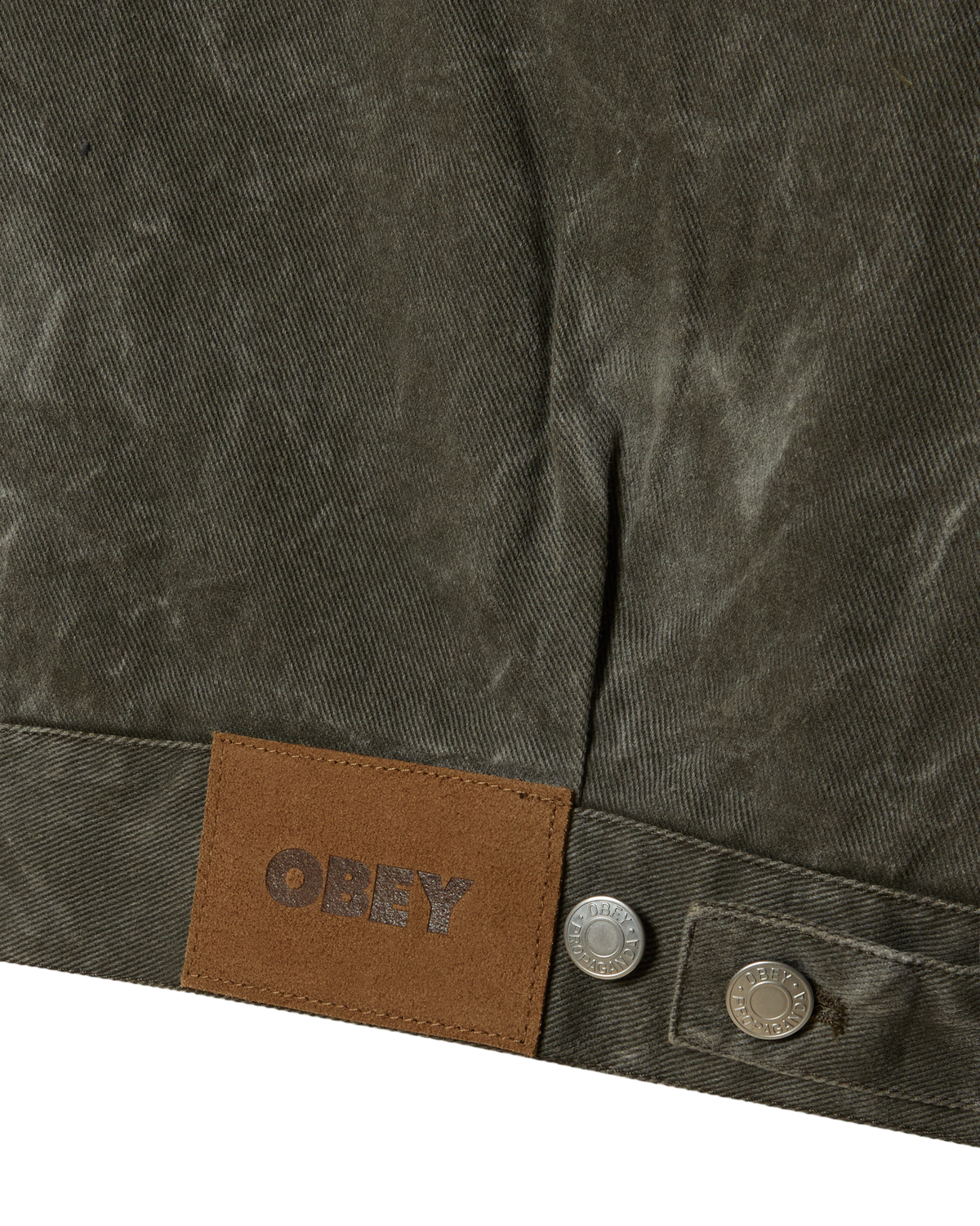 OBEY WORKMAN ZIP JACKET - BLACK OLIVE WRINKLE WASH
