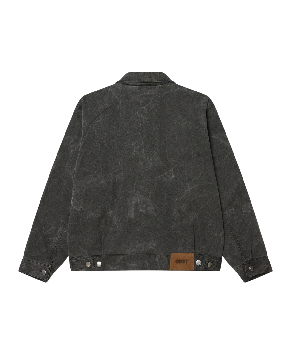 OBEY WORKMAN ZIP JACKET - BLACK WRINKLE WASH