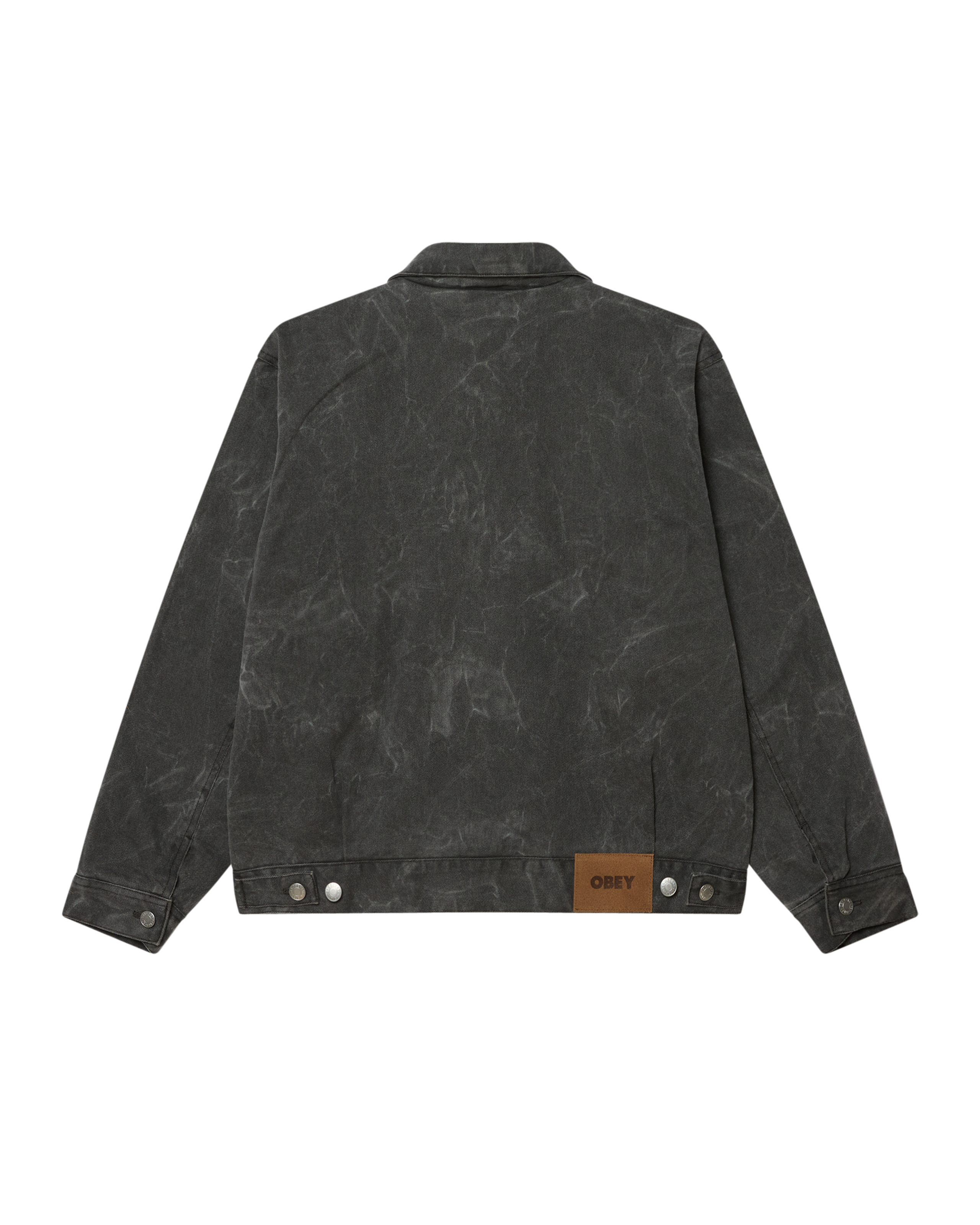OBEY WORKMAN ZIP JACKET - BLACK WRINKLE WASH