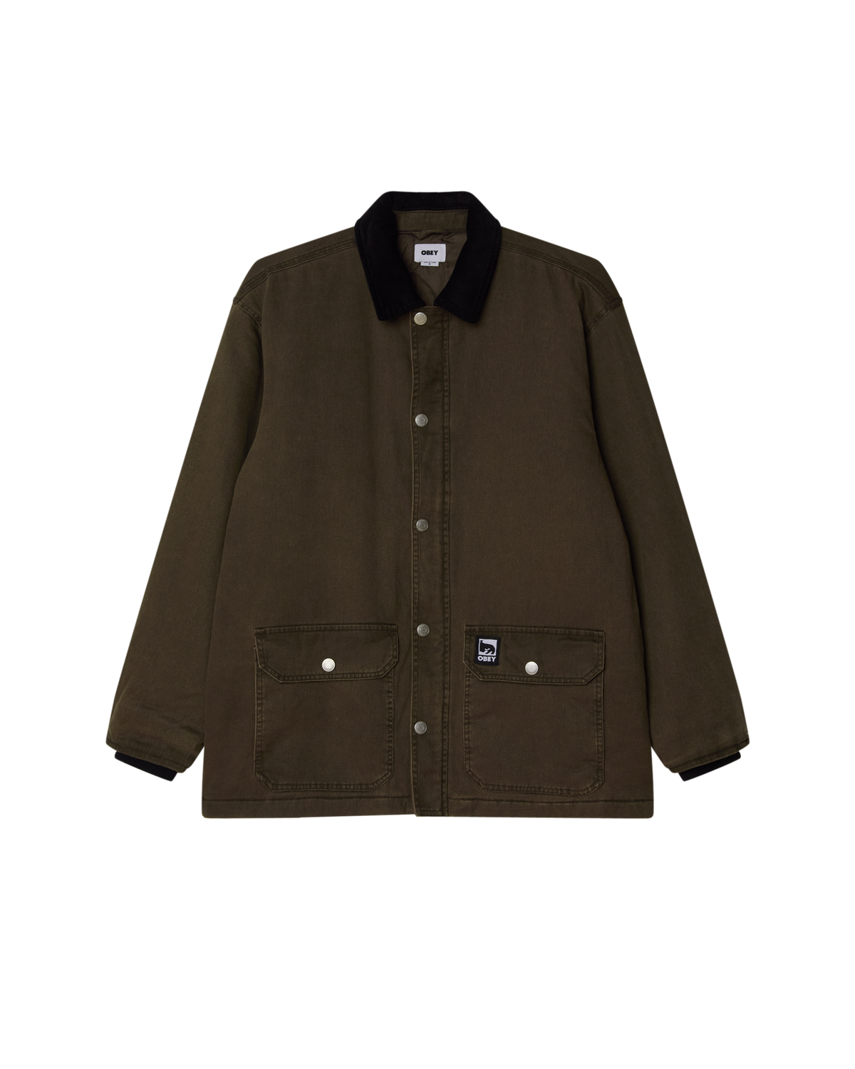 OBEY NORTON BARN COAT - BLACK OLIVE FADED WASH