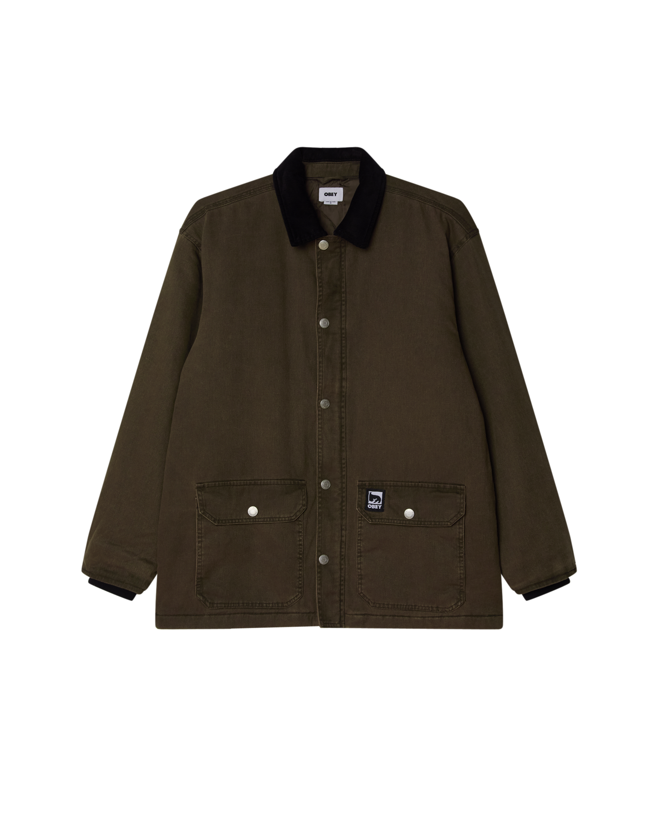 OBEY NORTON BARN COAT - BLACK OLIVE FADED WASH