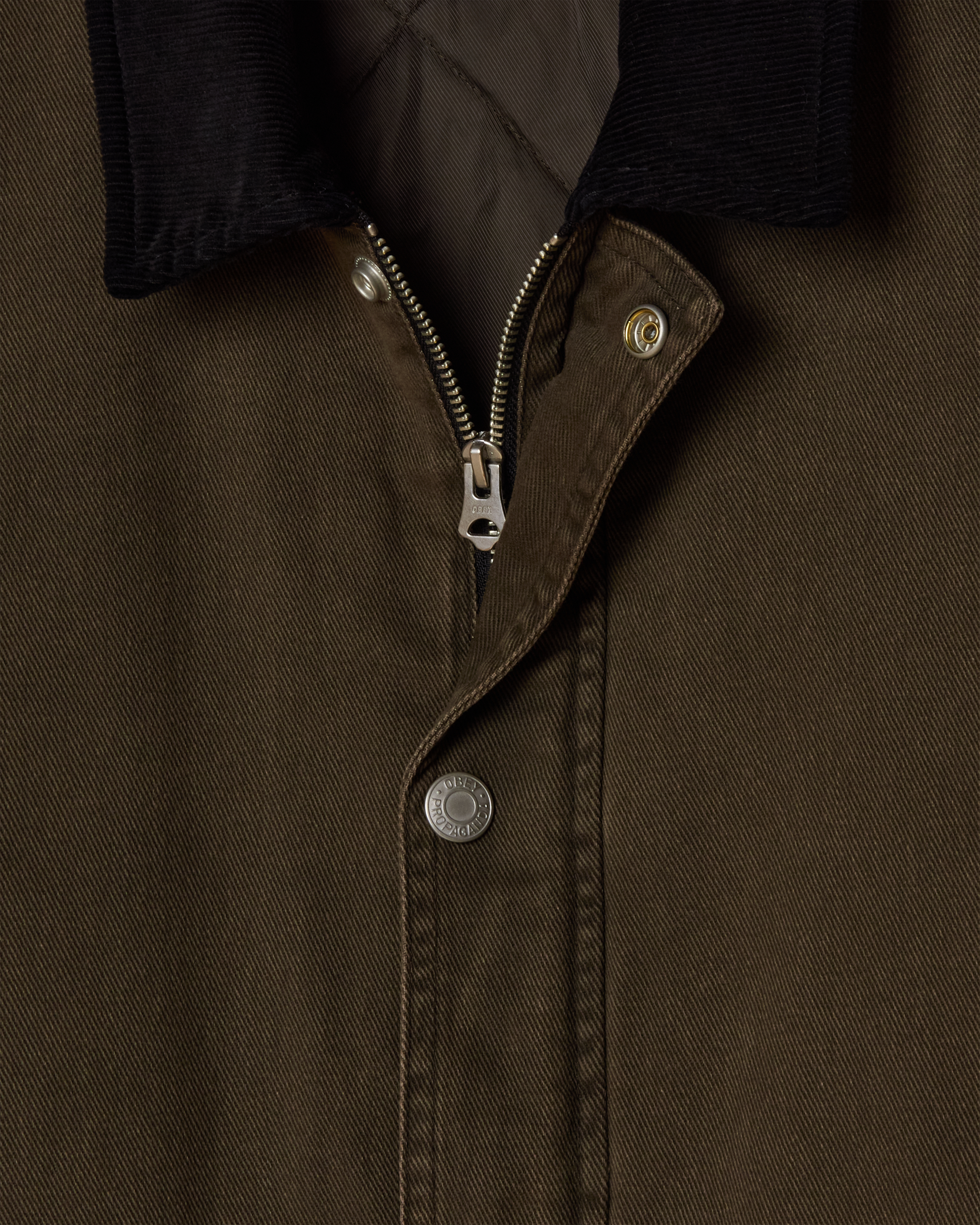 OBEY NORTON BARN COAT - BLACK OLIVE FADED WASH