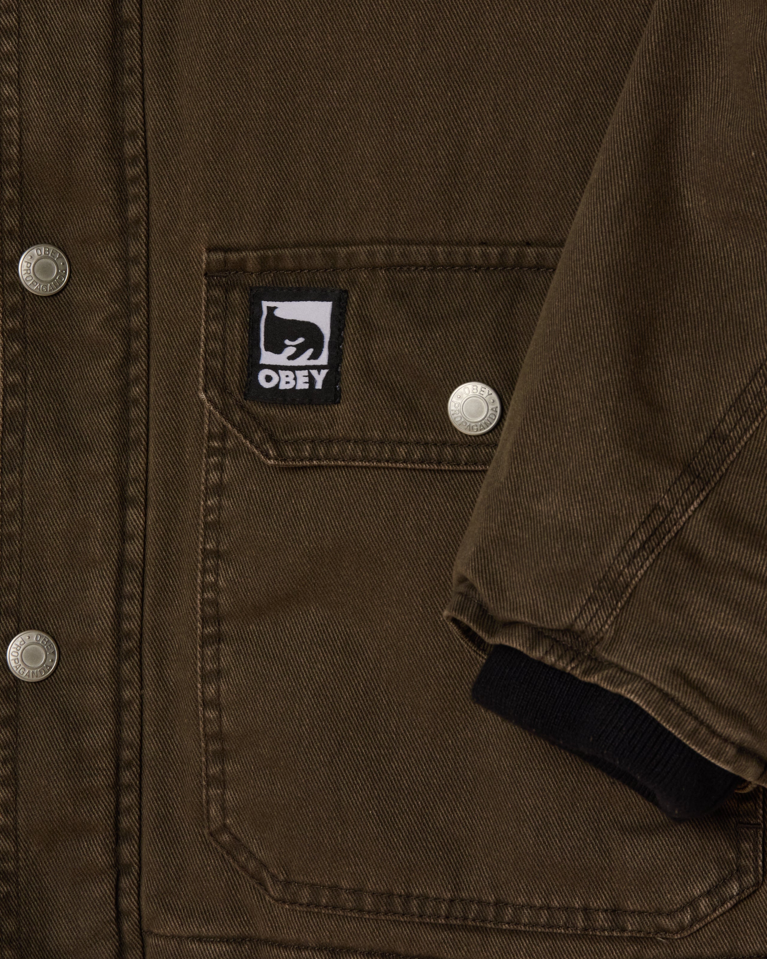 OBEY NORTON BARN COAT - BLACK OLIVE FADED WASH