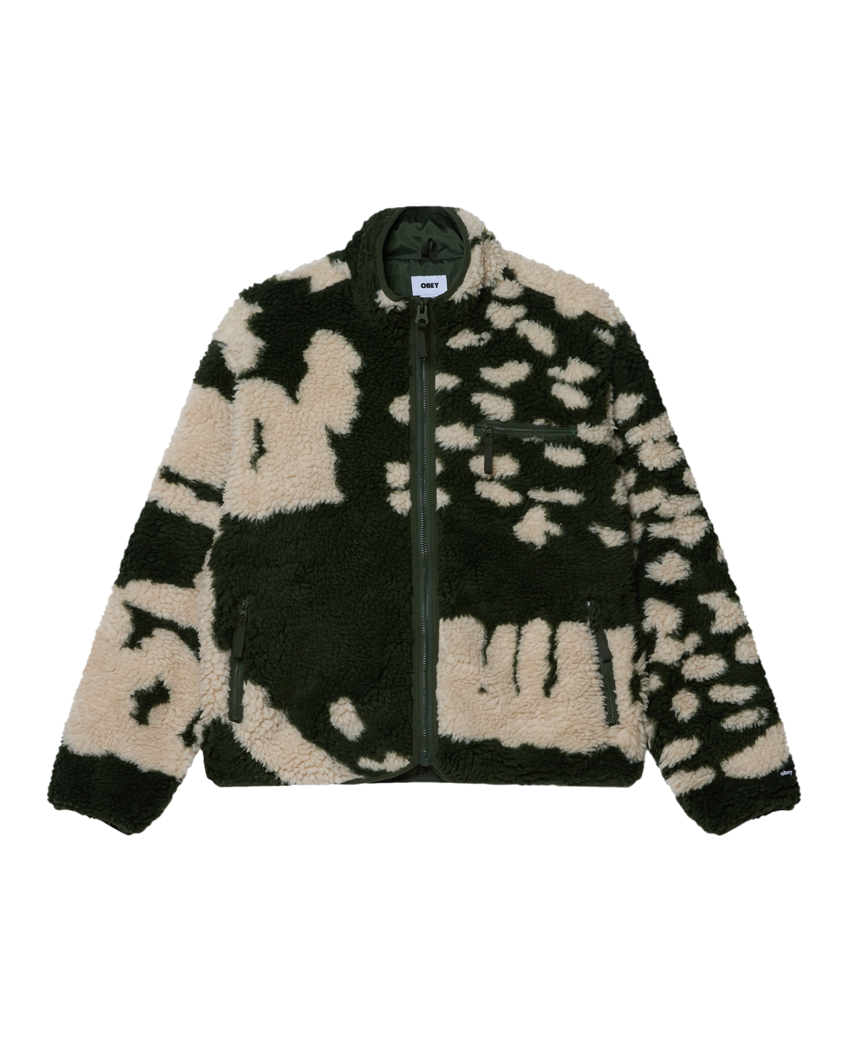 OBEY SHAGGY SHERPA JACKET - KOMBU GREEN MULTI