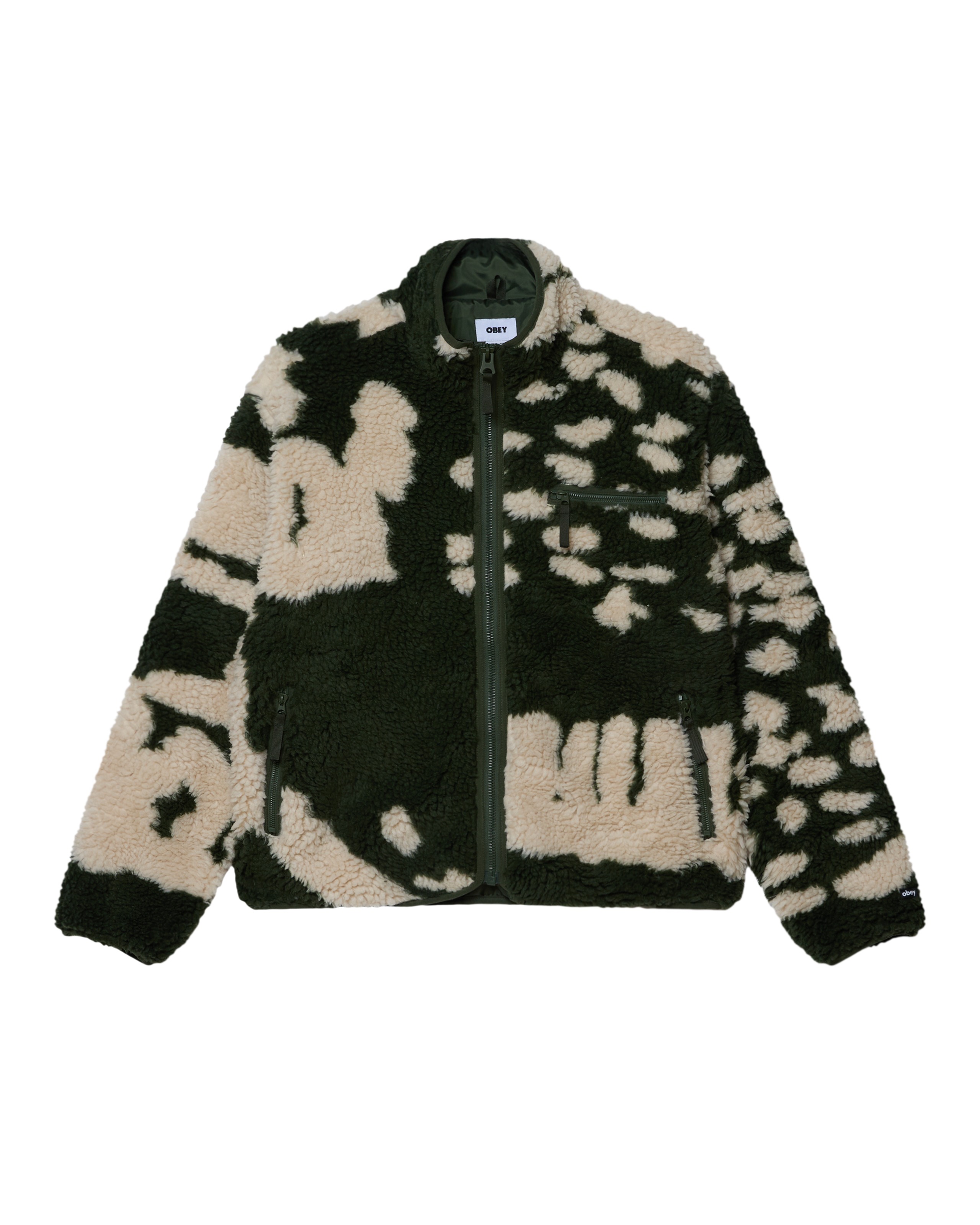 OBEY SHAGGY SHERPA JACKET - KOMBU GREEN MULTI