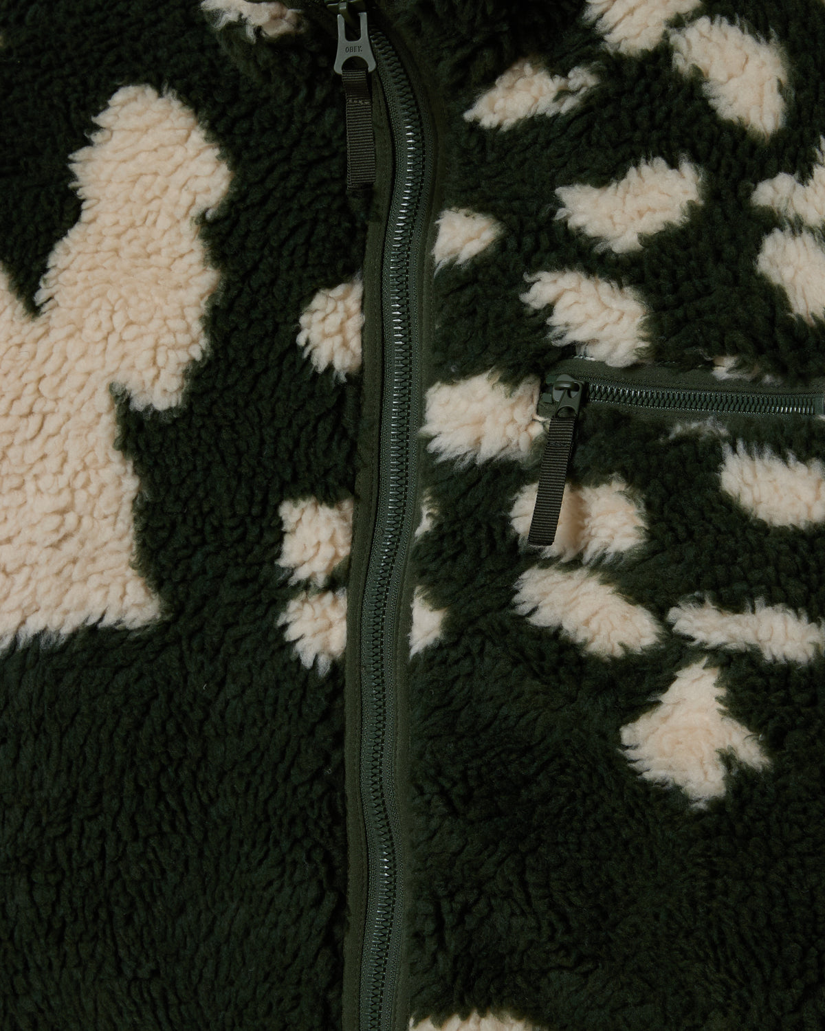 OBEY SHAGGY SHERPA JACKET - KOMBU GREEN MULTI