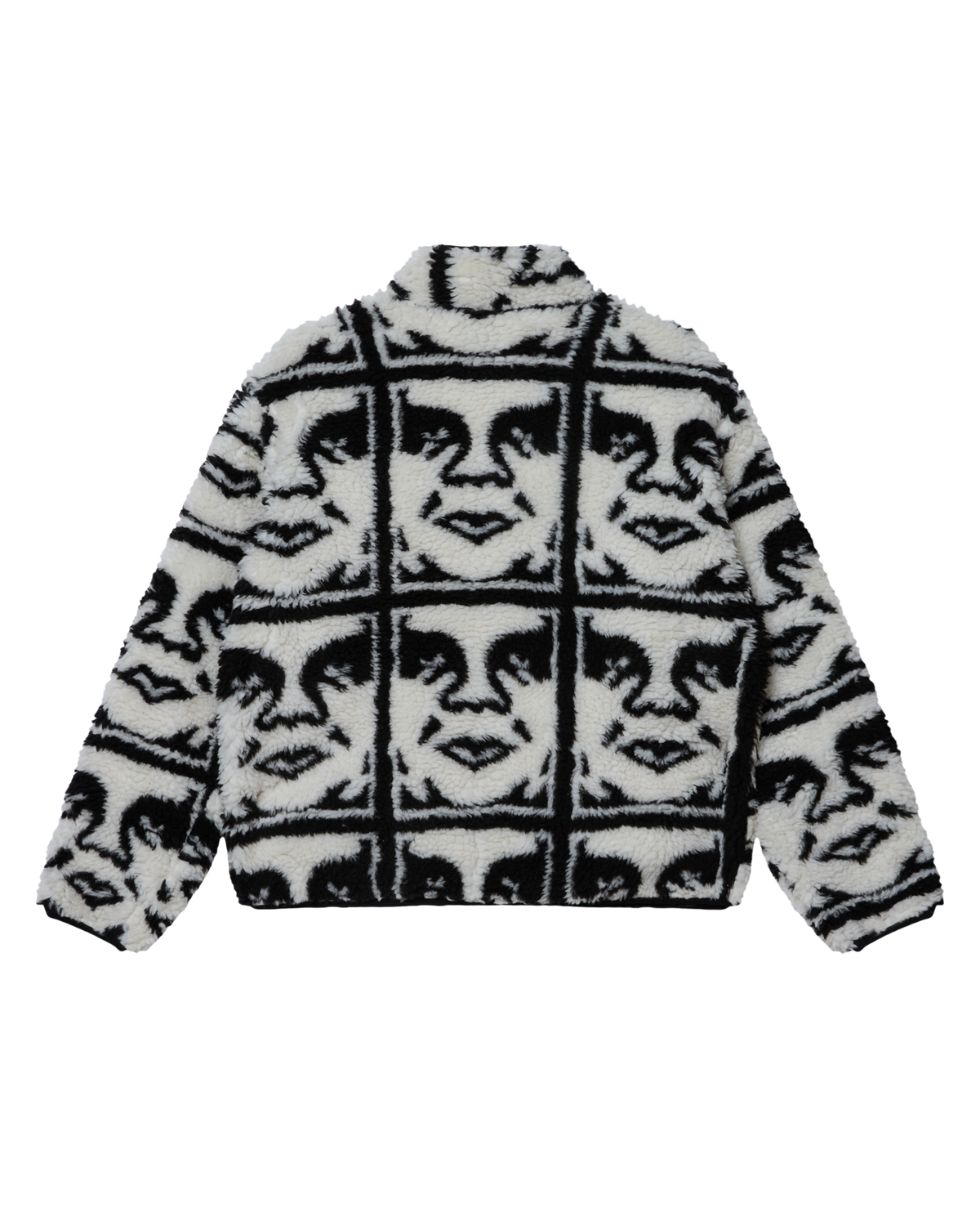 REPEATED ICON SHERPA JACKET - BLACK MULTI