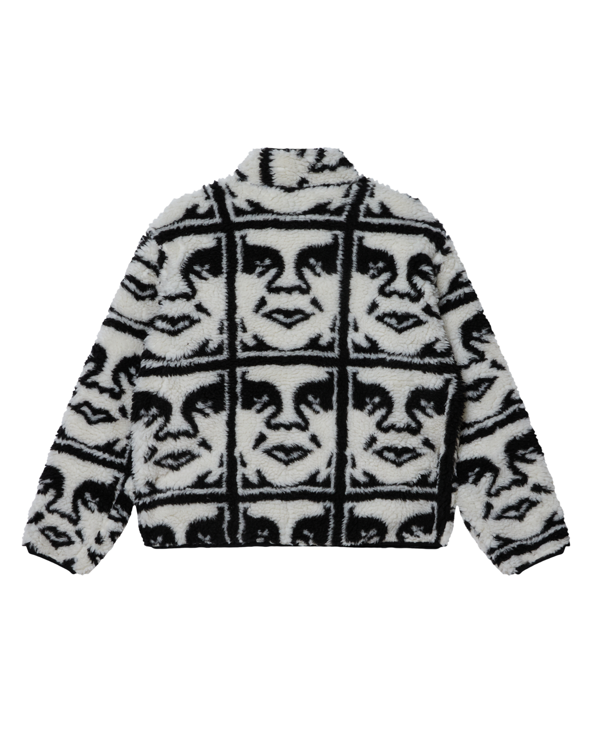 REPEATED ICON SHERPA JACKET - BLACK MULTI