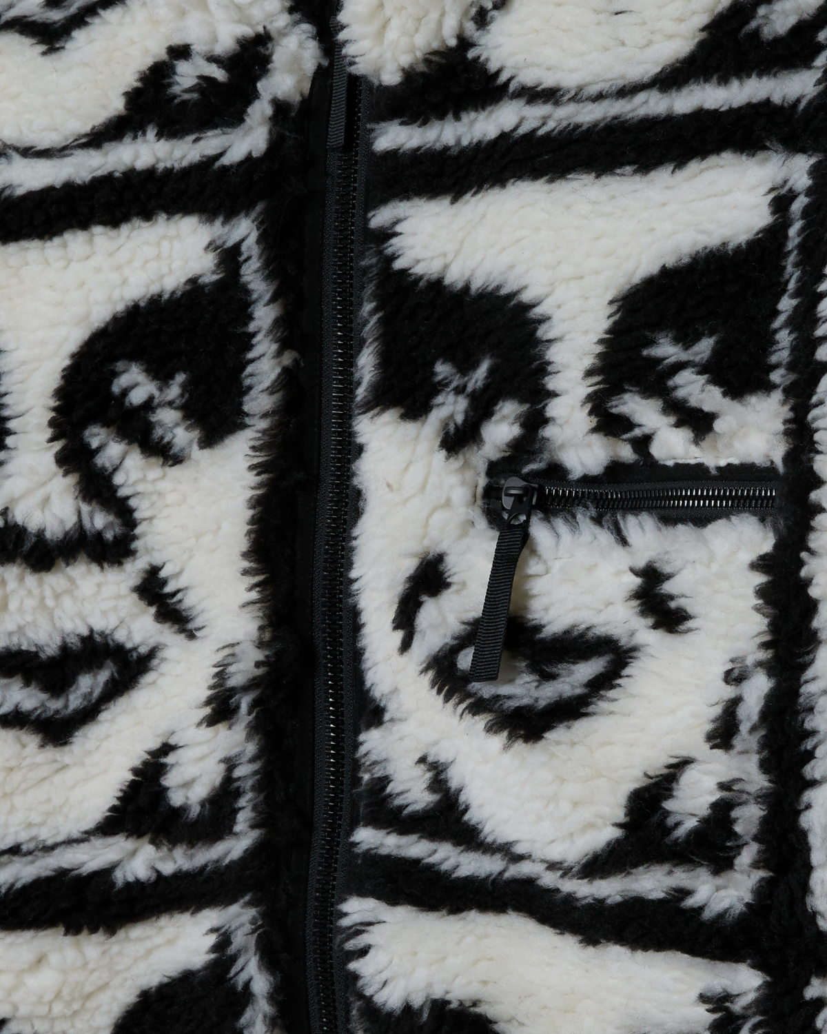 REPEATED ICON SHERPA JACKET - BLACK MULTI