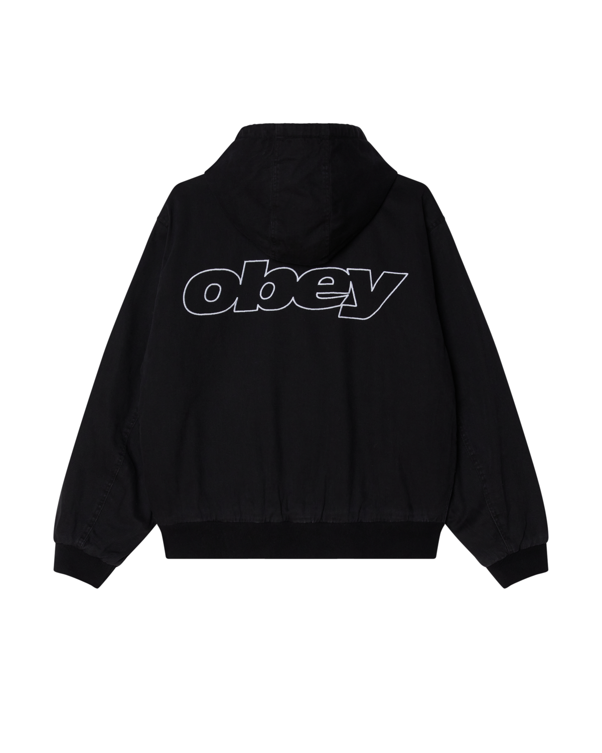 OBEY RANDY ZIP UP HOOD - BLACK FADED WASH