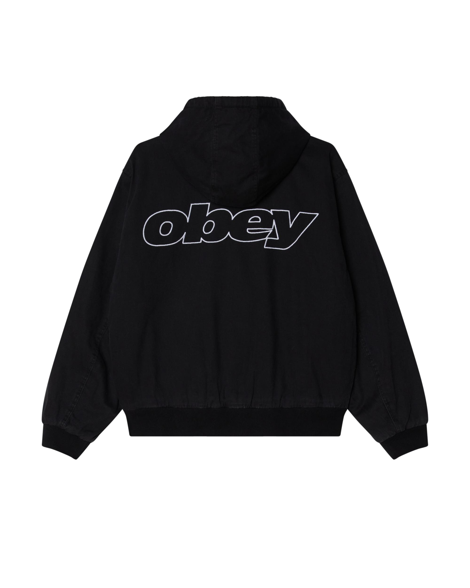 OBEY RANDY ZIP UP HOOD - BLACK FADED WASH