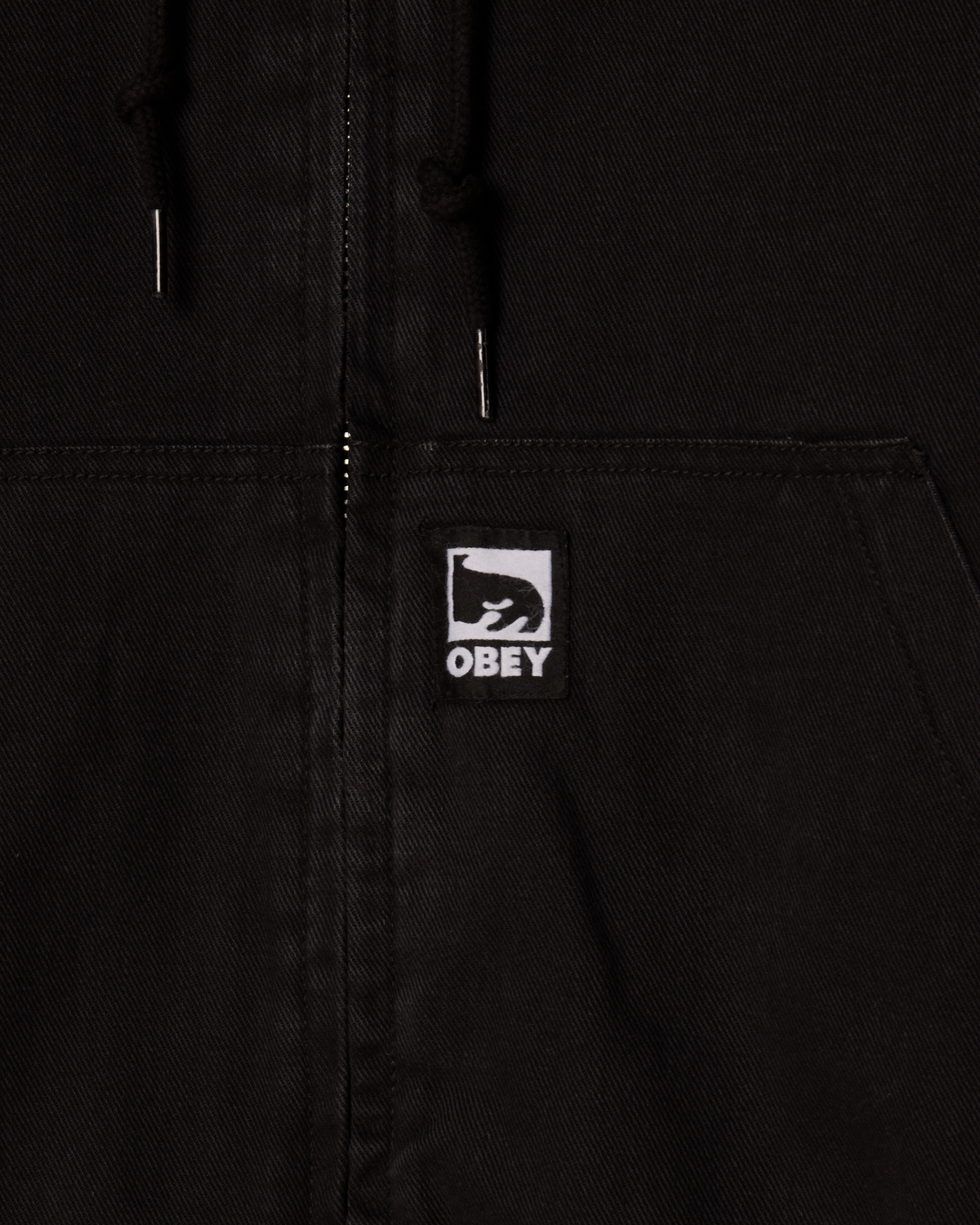 OBEY RANDY ZIP UP HOOD - BLACK FADED WASH