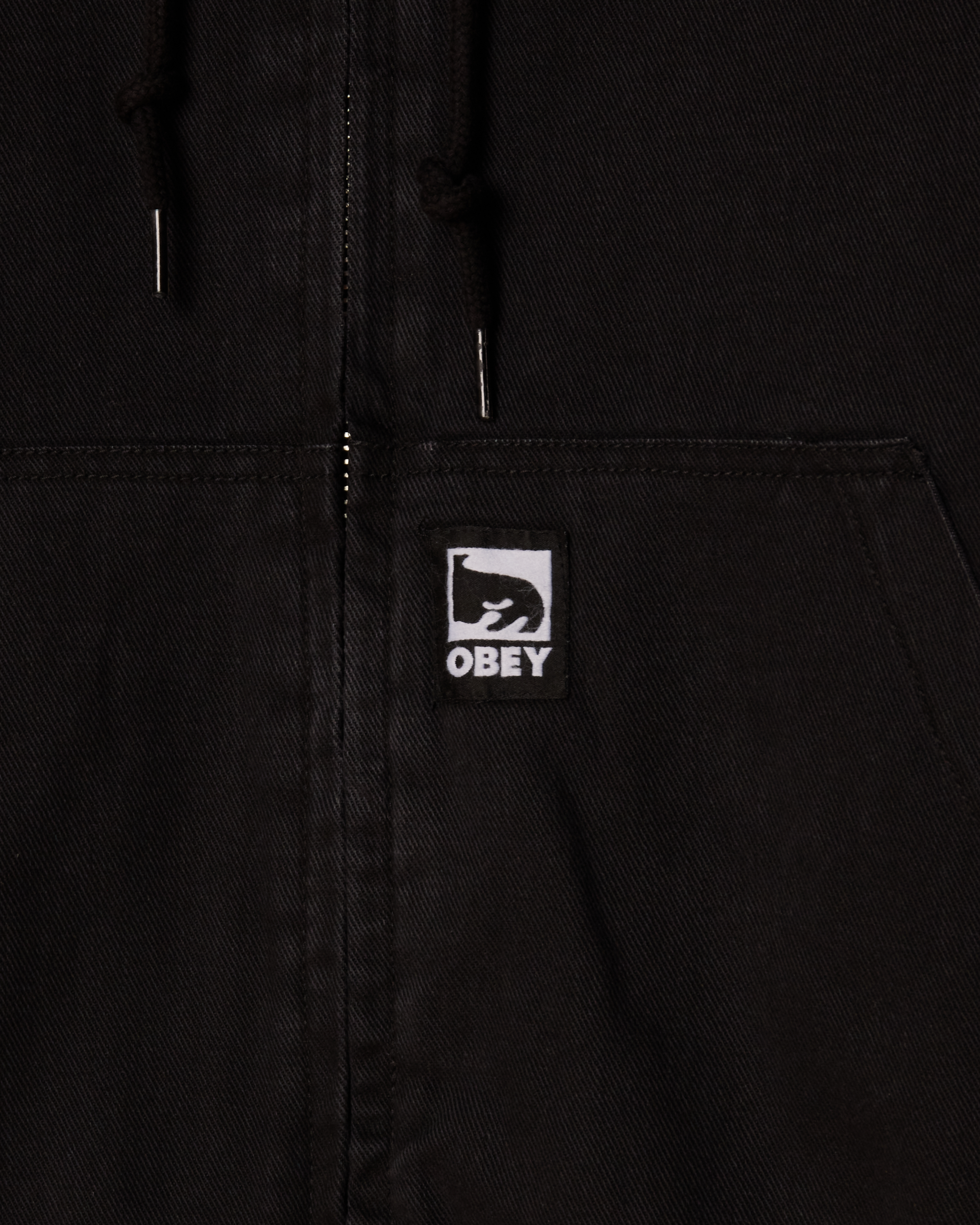 OBEY RANDY ZIP UP HOOD - BLACK FADED WASH