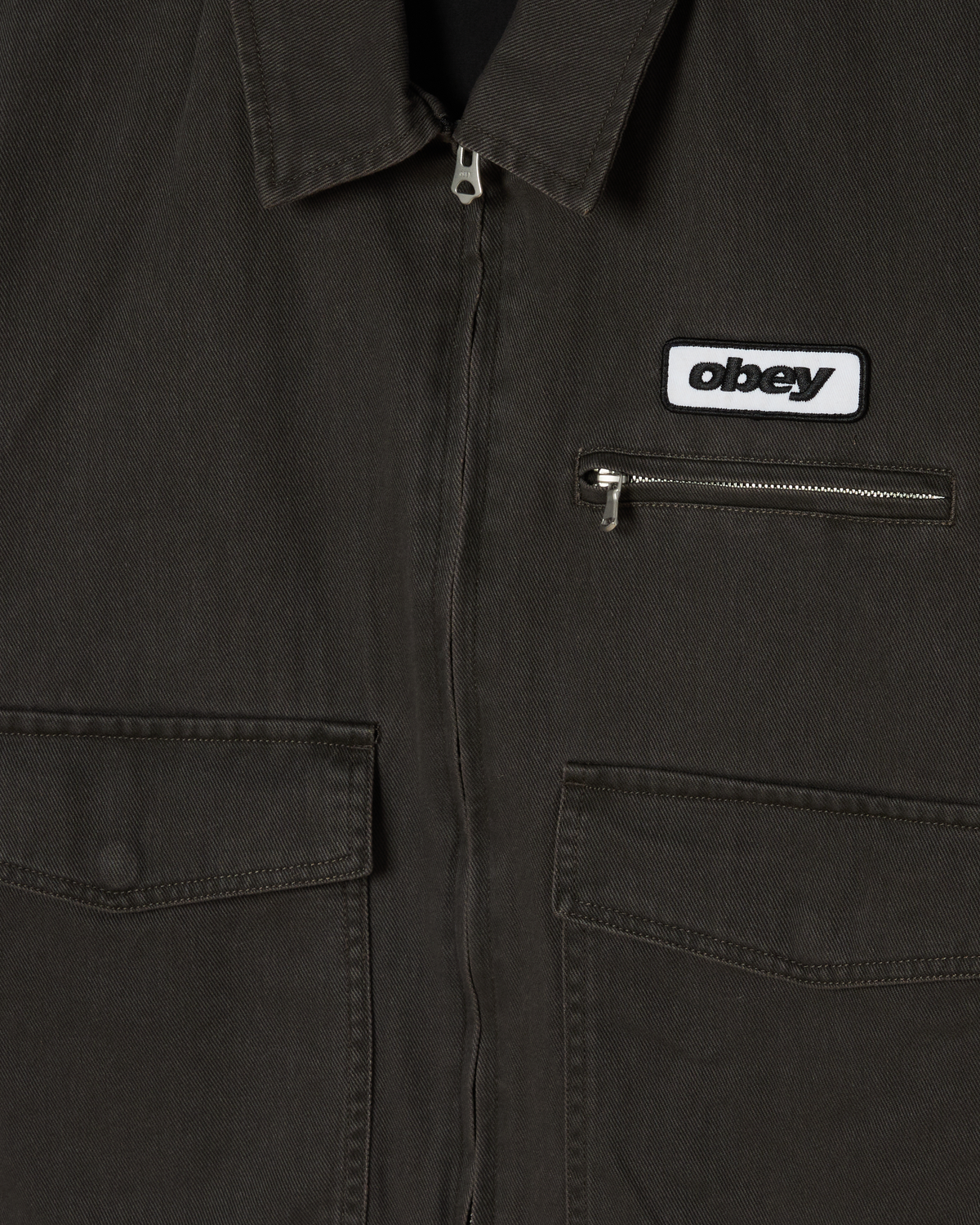 OBEY WALTER WORK JACKET - BLACK FADED WASH