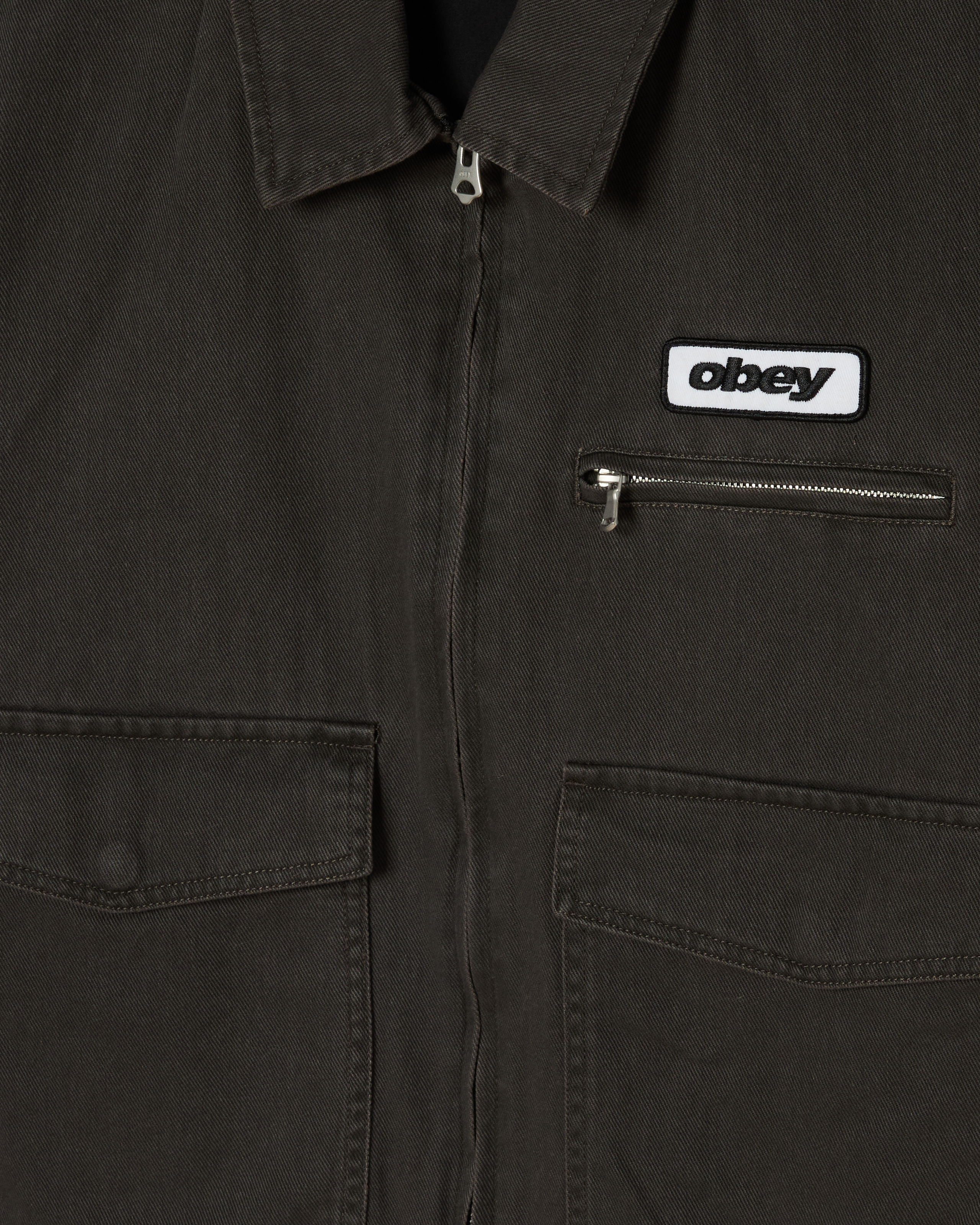 OBEY WALTER WORK JACKET - BLACK FADED WASH