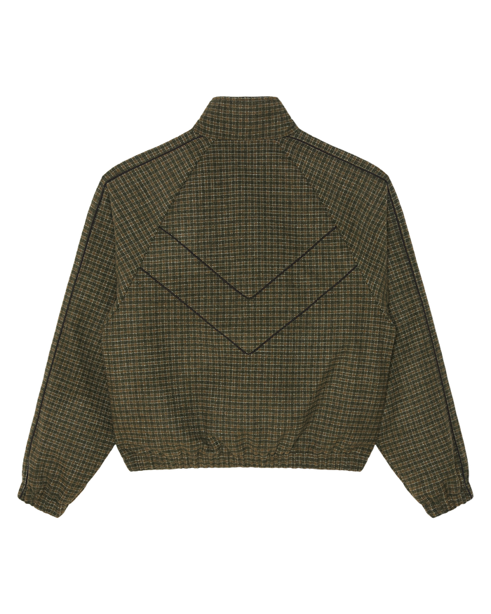 OBEY LEISURE TRAINING JACKET - DARK OLIVE PLAID