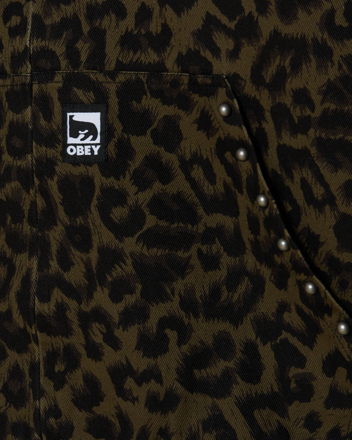 STUDDED ZIP UP JACKET - DARK LEOPARD