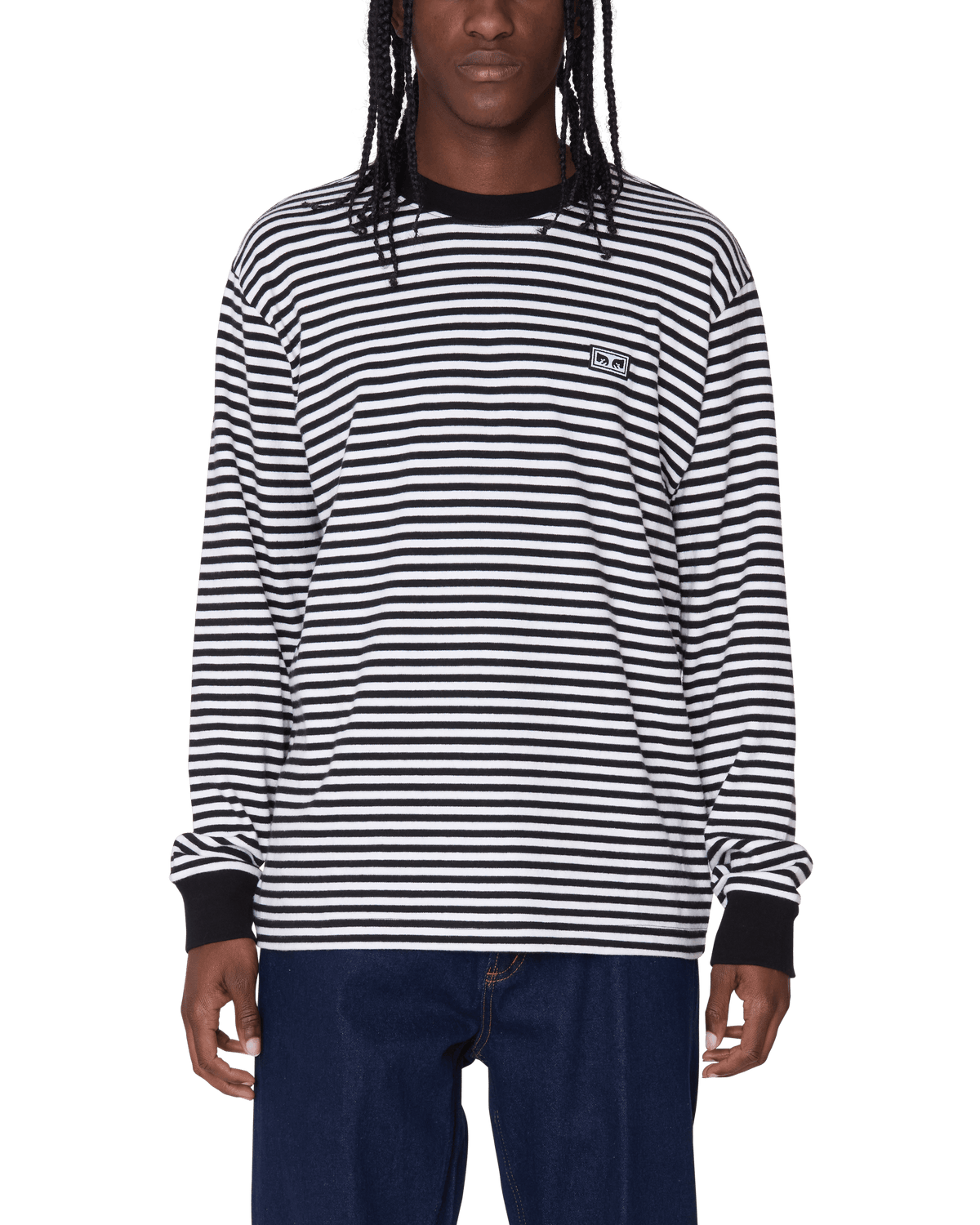 ESTABLISHED WORKS EYES STRIPE TEE LS - BLACK MULTI
