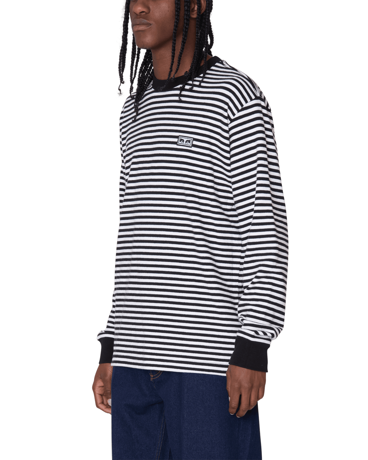 ESTABLISHED WORKS EYES STRIPE TEE LS - BLACK MULTI