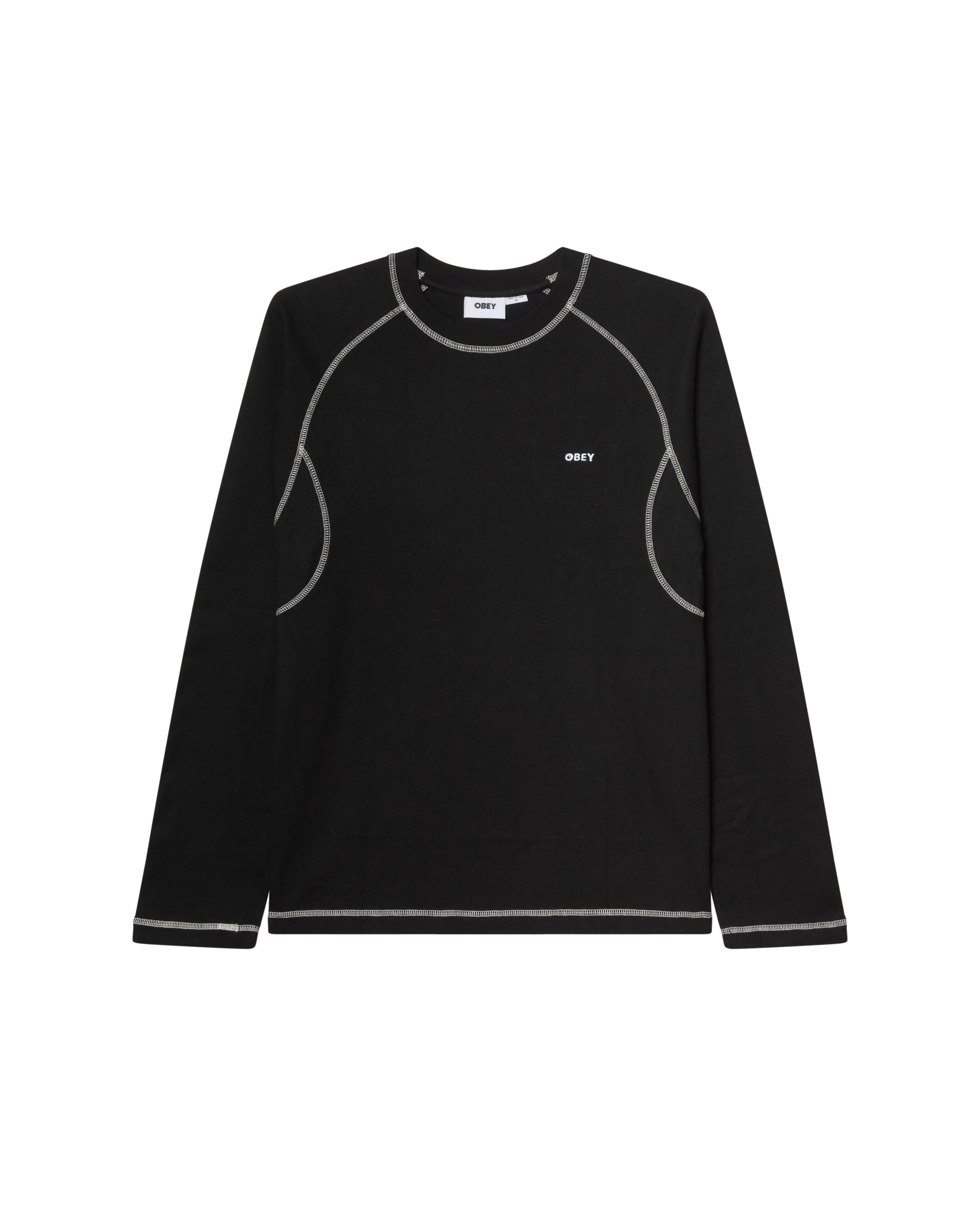 AARON CONTRAST STITCH LS SHIRT - BLACK MULTI