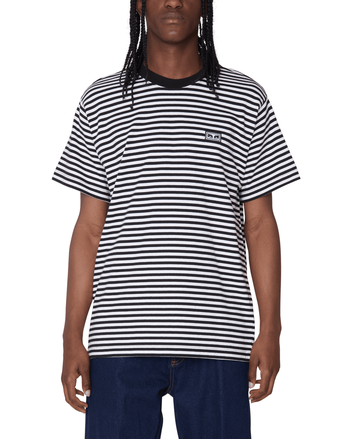 EST. WORKS EYES STRIPE T-SHIRT - BLACK MULTI