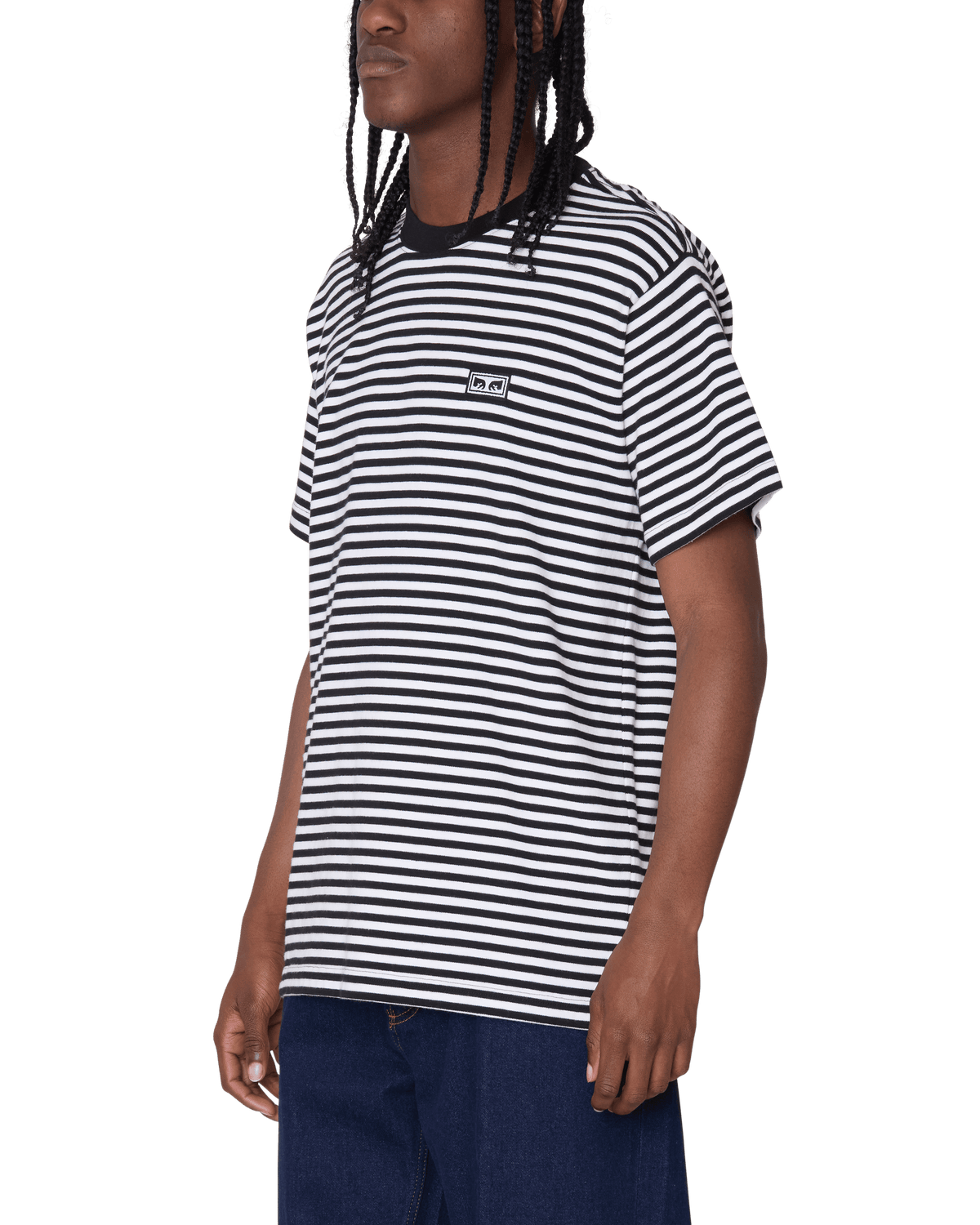 ESTABLISHED WORKS EYES STRIPE TEE SS - BLACK MULTI