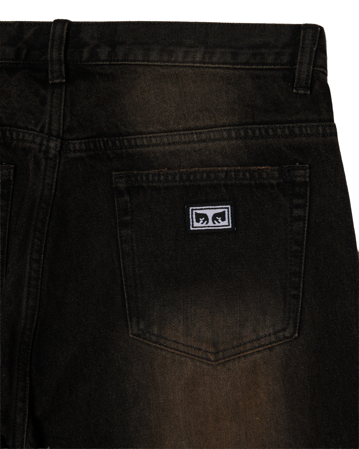 STUDDED BOXCAR STRAIGHT LEG DENIM - BLACK RUST WASH