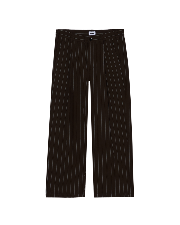 DEAN STRIPE PLEATED PANT - CARBON PINSTRIPLE