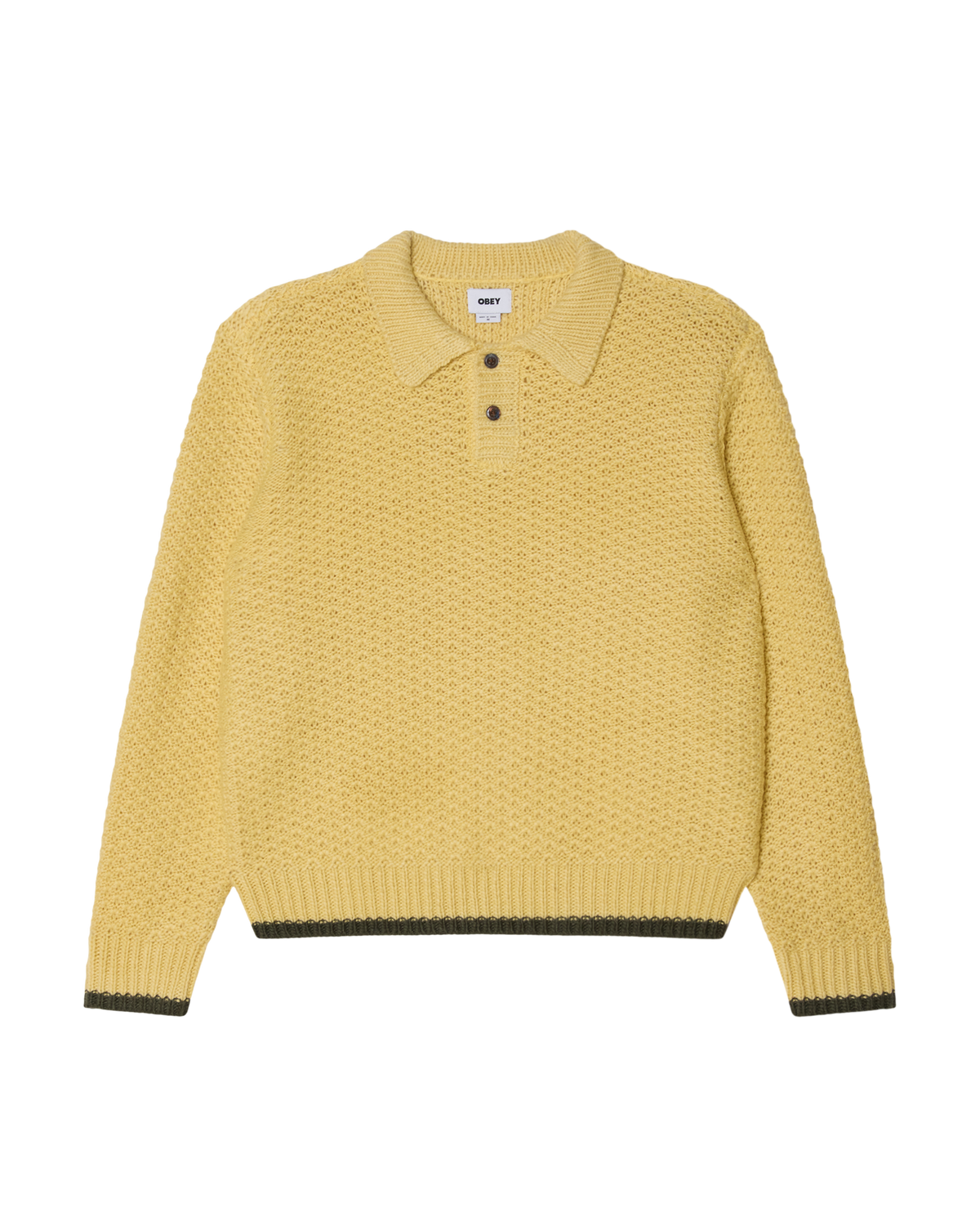 OBEY LORETO POLO SWEATER - STRAW MULTI