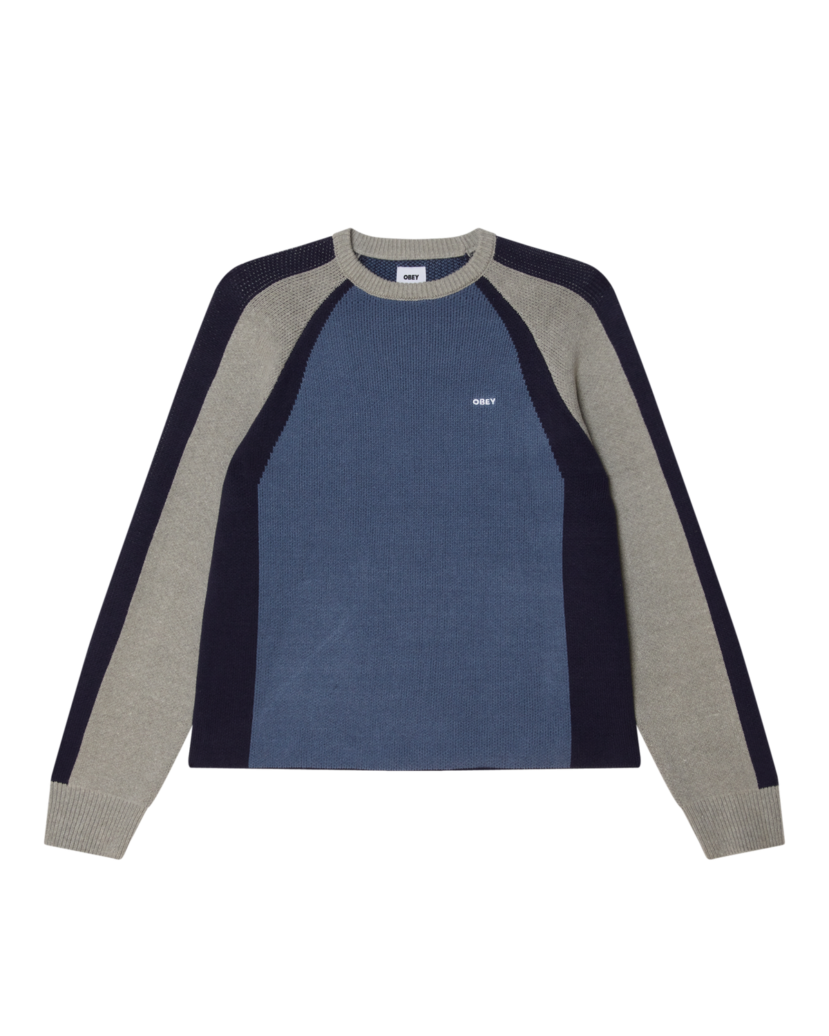 RAGLAN CREW NECK SWEATER - DULL BLUE MULTI