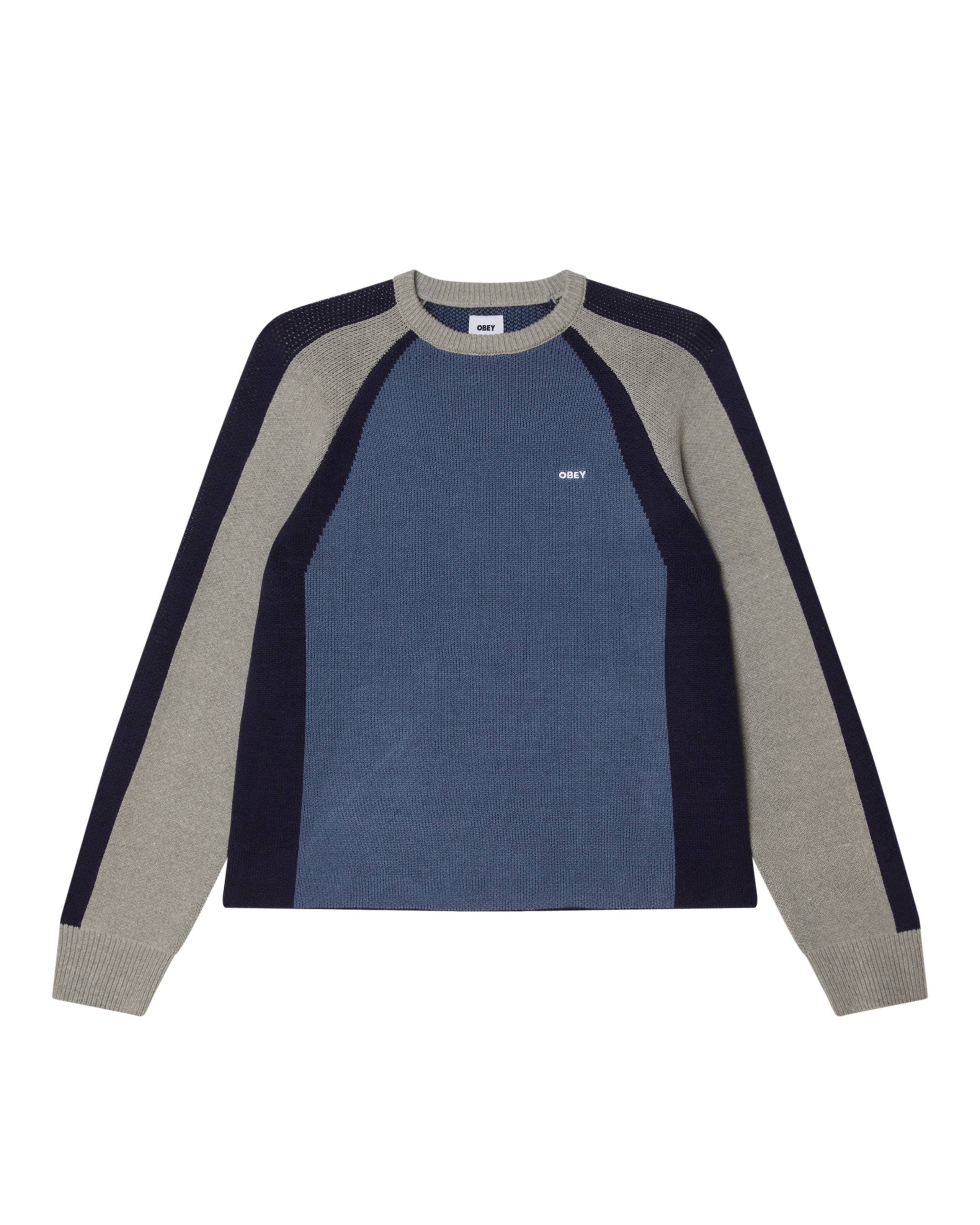RAGLAN CREW NECK SWEATER - DULL BLUE MULTI