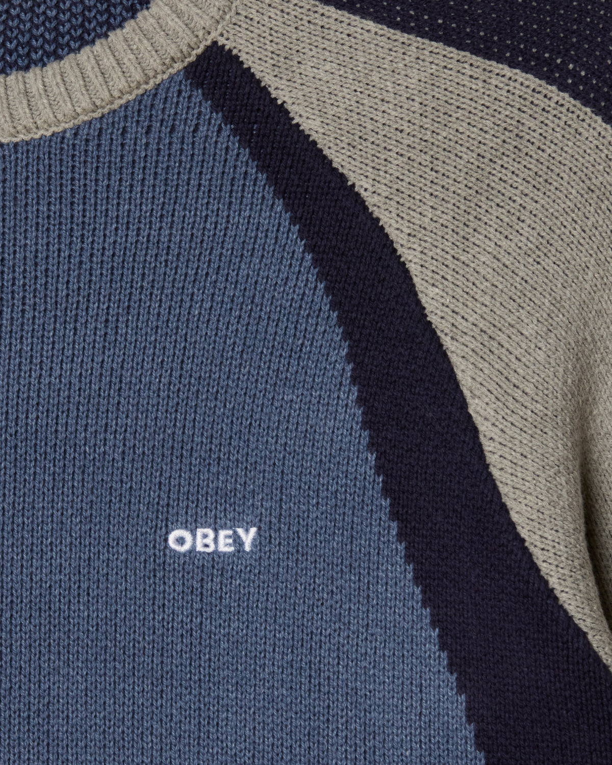 RAGLAN CREW NECK SWEATER - DULL BLUE MULTI