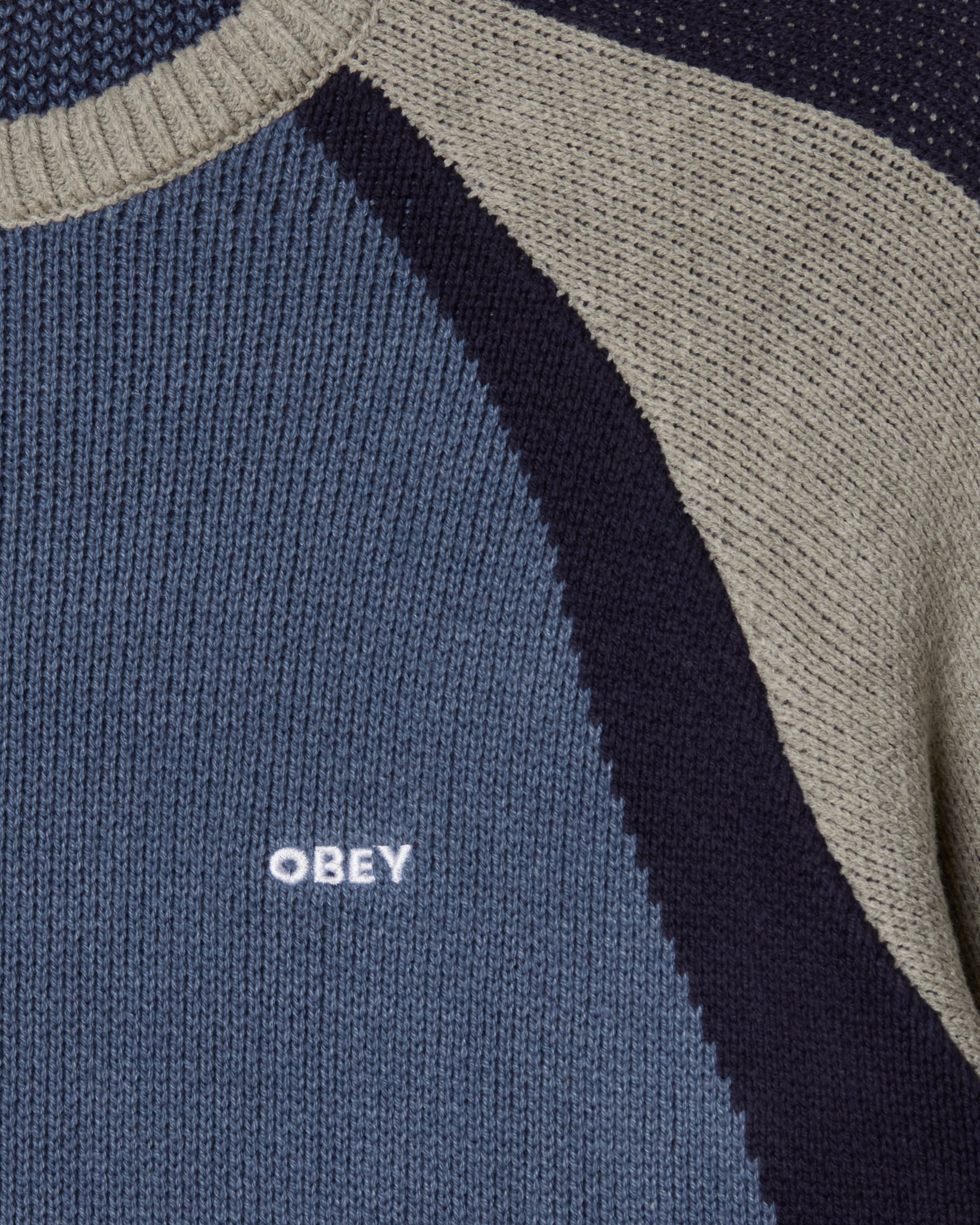 RAGLAN CREW NECK SWEATER - DULL BLUE MULTI